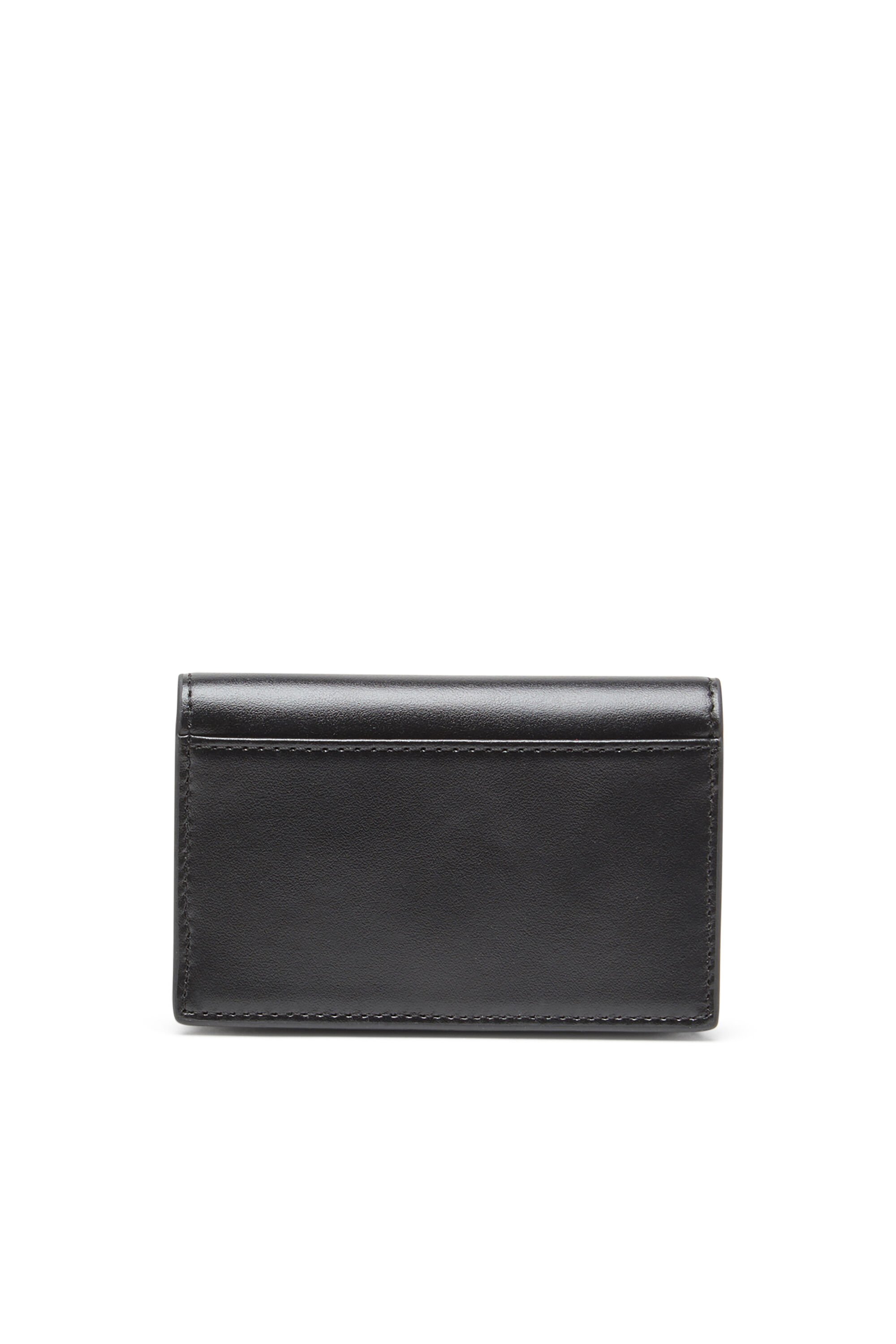 Diesel - 1DR CARD HOLDER IV, Woman's Leather card holder with enamelled Oval D in Black - 2