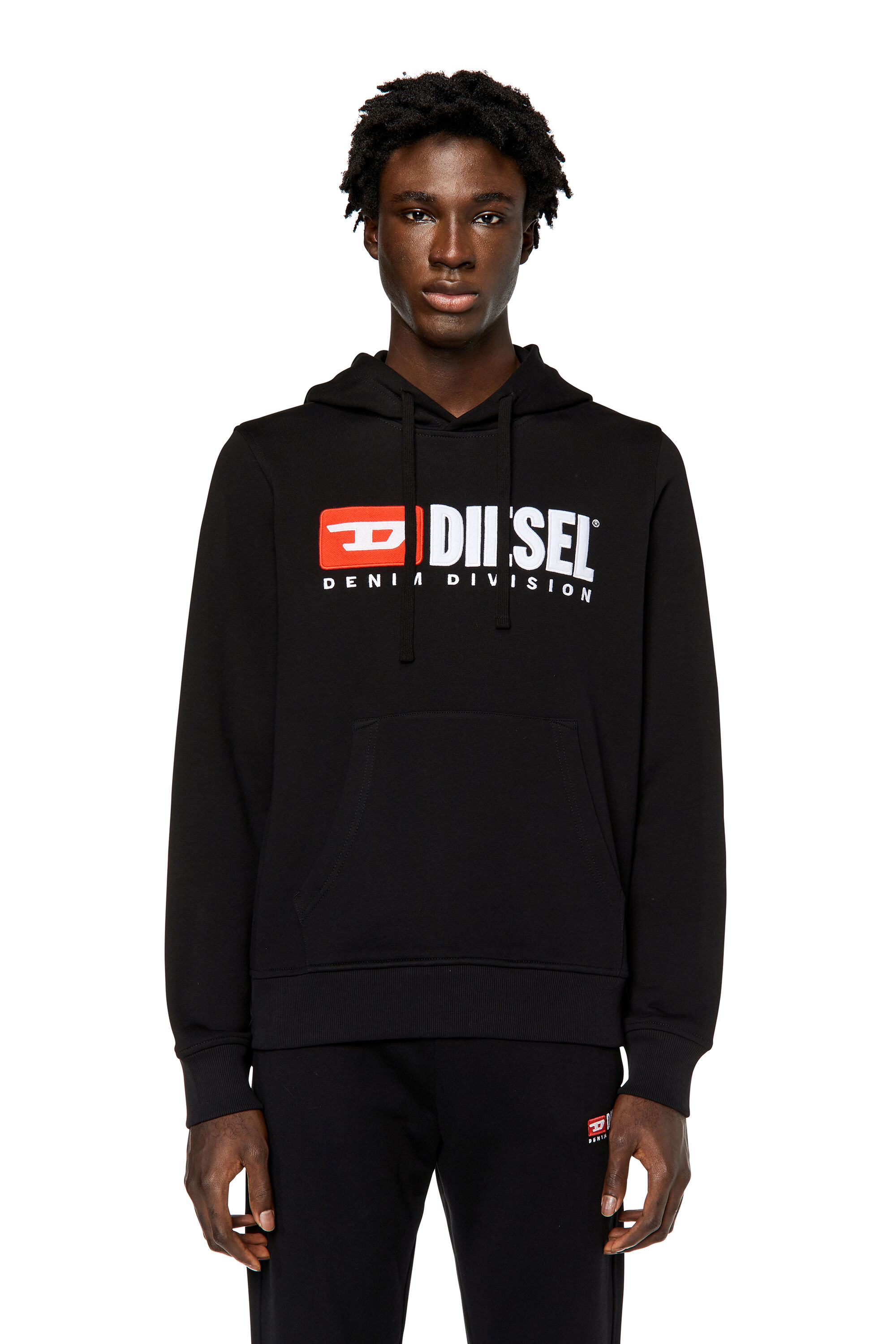Diesel - S-GINN-HOOD-DIV, Man's Hoodie with logo appliqué in Black - 3