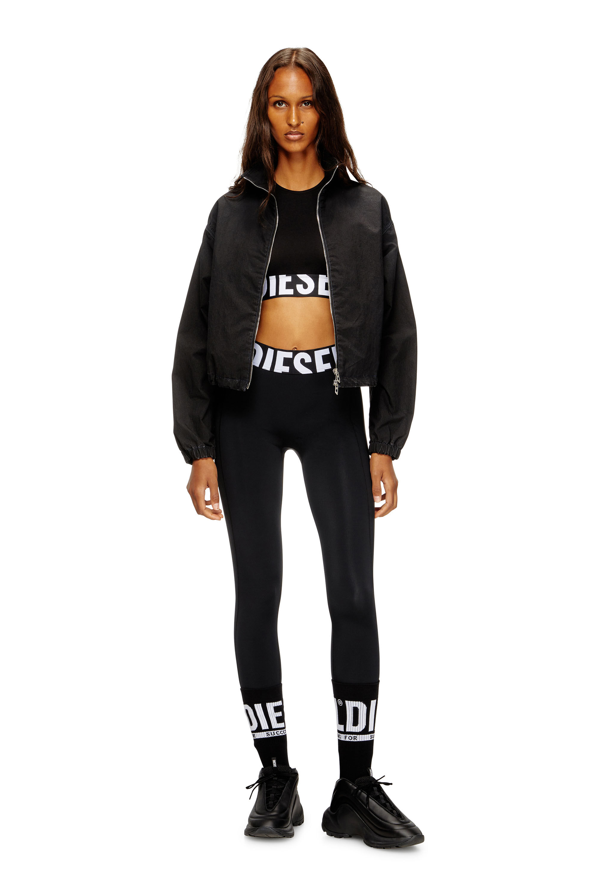 Diesel - ADA-D-POP, Woman's Cropped tank top with cut-off logo in Black - 5