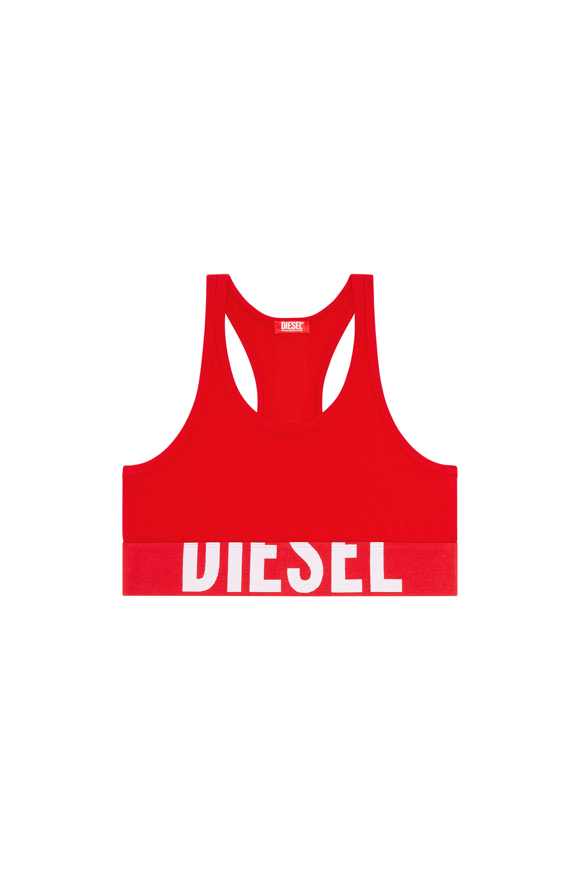 Diesel - UFSB-COTTON-RACE-BRALETTE-XL, Woman's Sports bra with cut-off logo in Red - 2