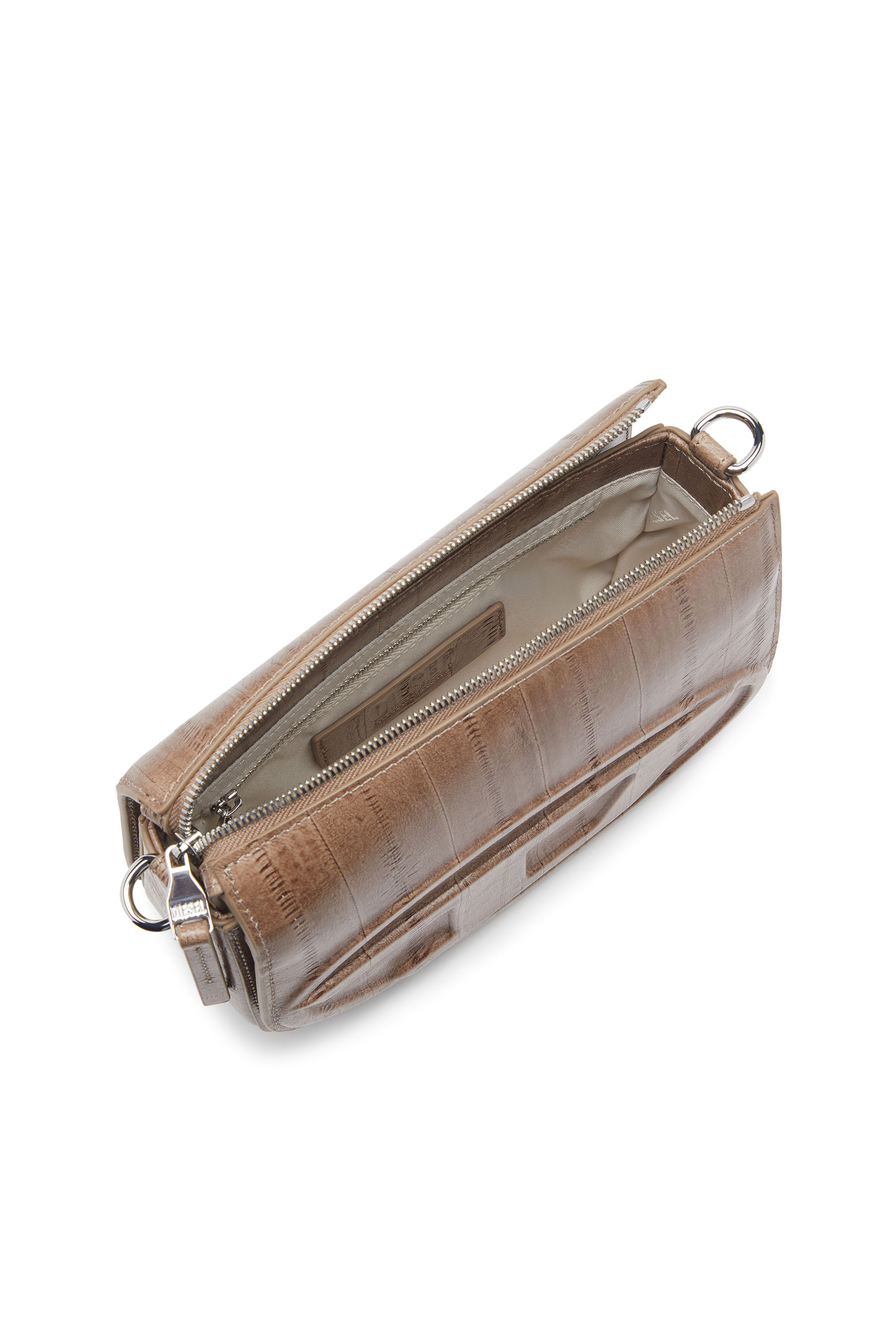 Diesel - 1DR CAMERA BAG, Unisex's 1DR-Camera bag in eel-effect leather in Light Brown - 4