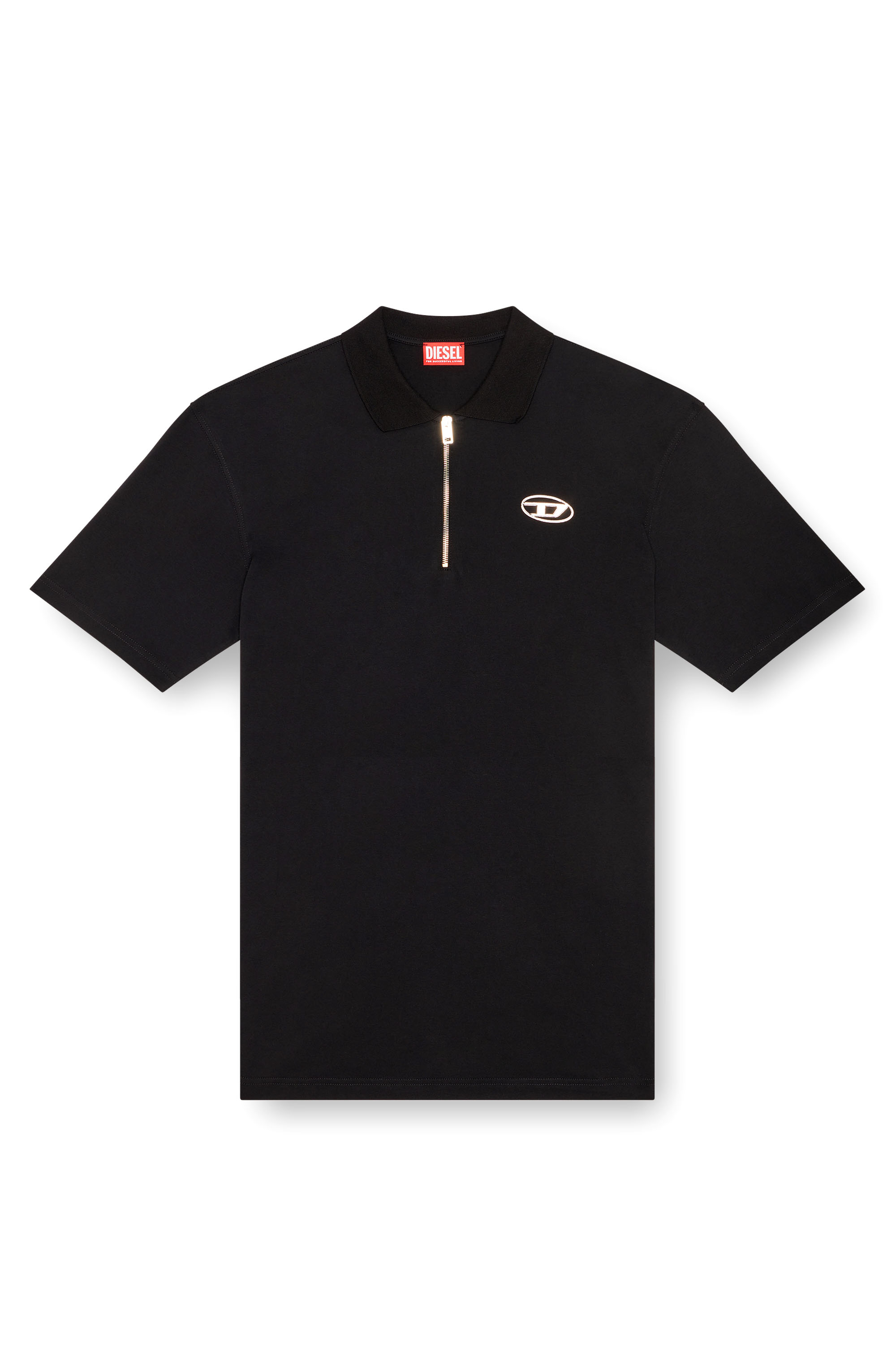 Diesel - T-VOR-OD, Man's Polo shirt with half zip in Black - 3