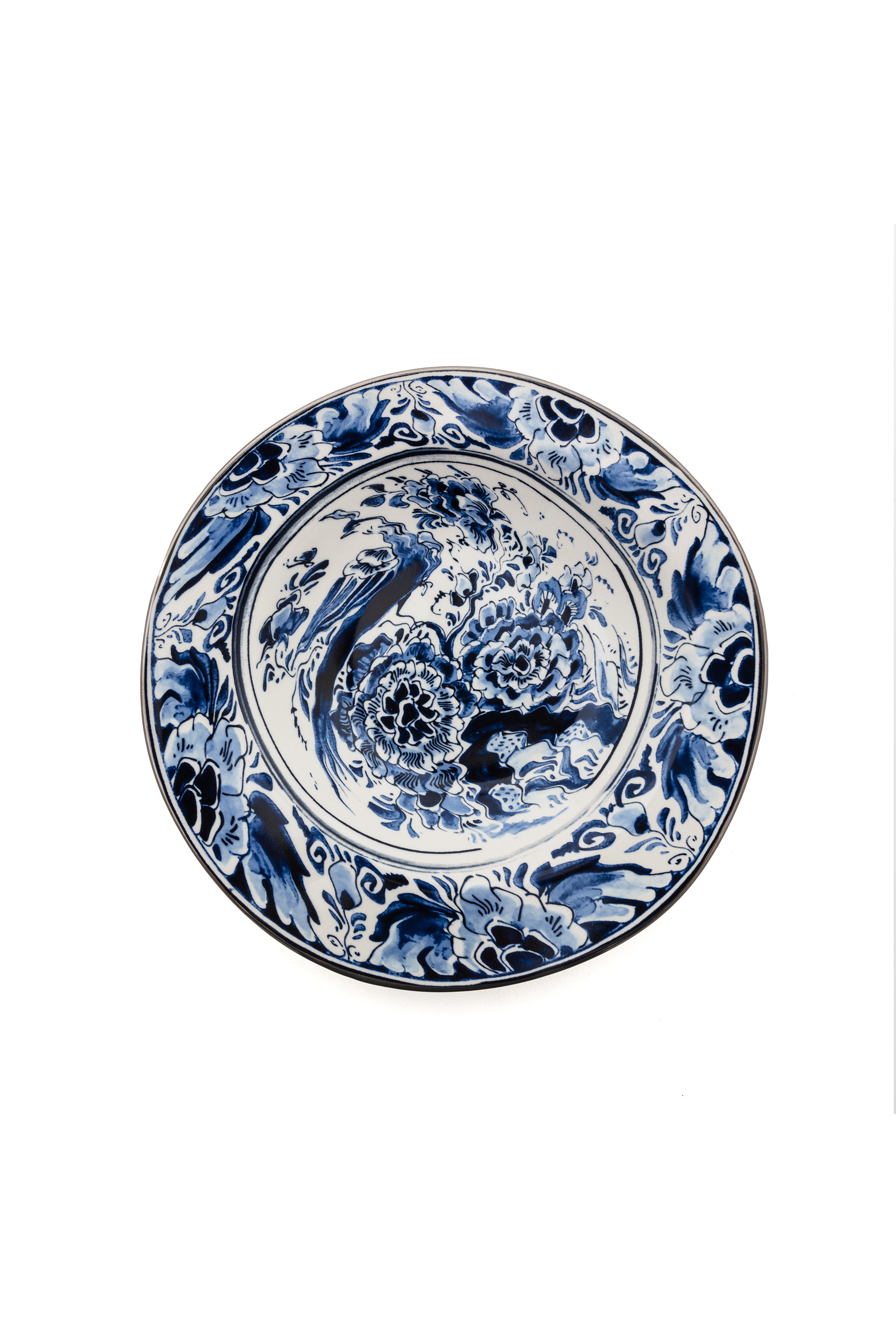 Diesel - 11222 SOUP PLATE IN PORCELAIN "CLASSIC O, Unisex's Pocelain soupe plate in White/Blue - 2