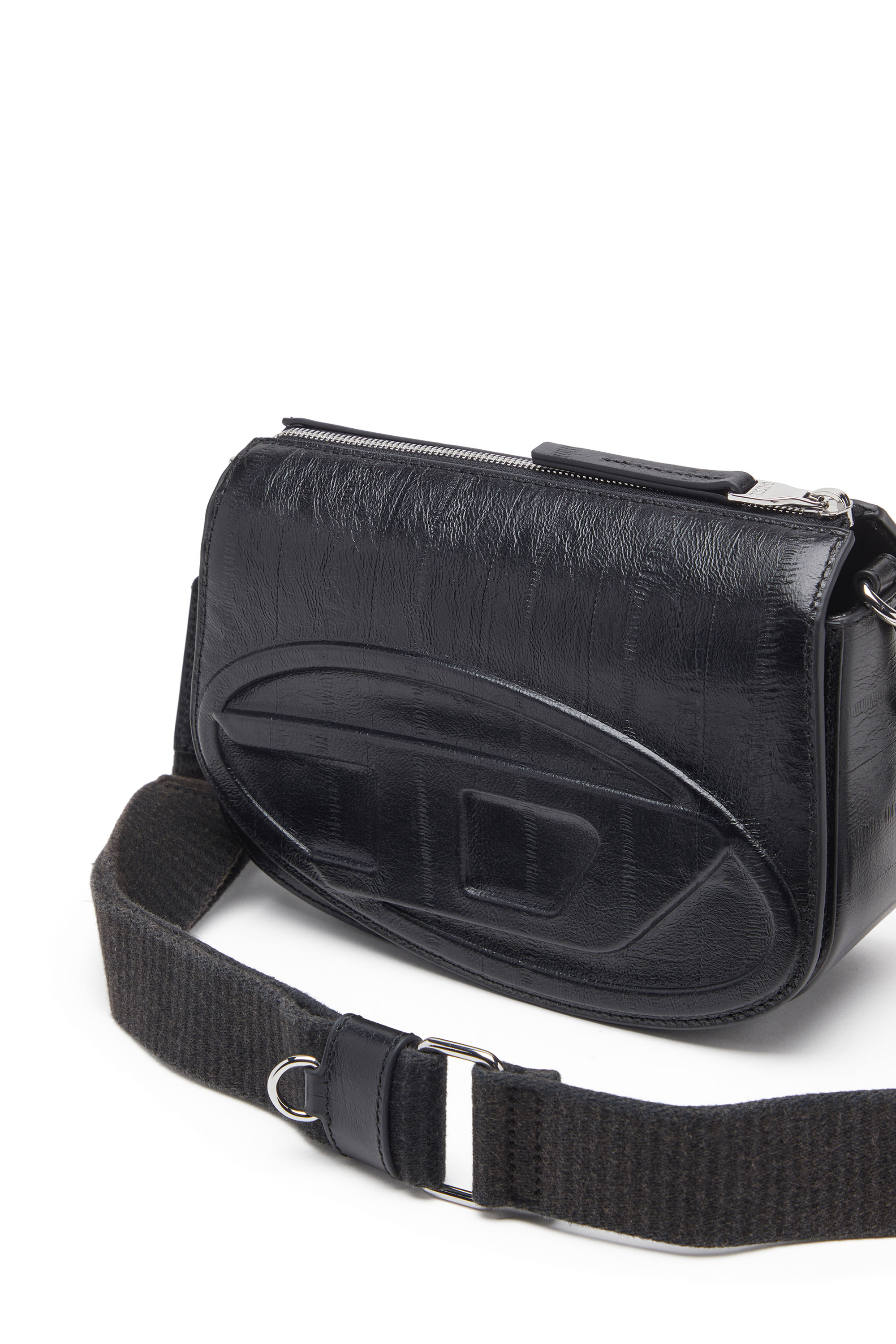 Diesel - 1DR CAMERA BAG, Unisex's 1DR-Camera bag in eel-effect leather in Black - 5