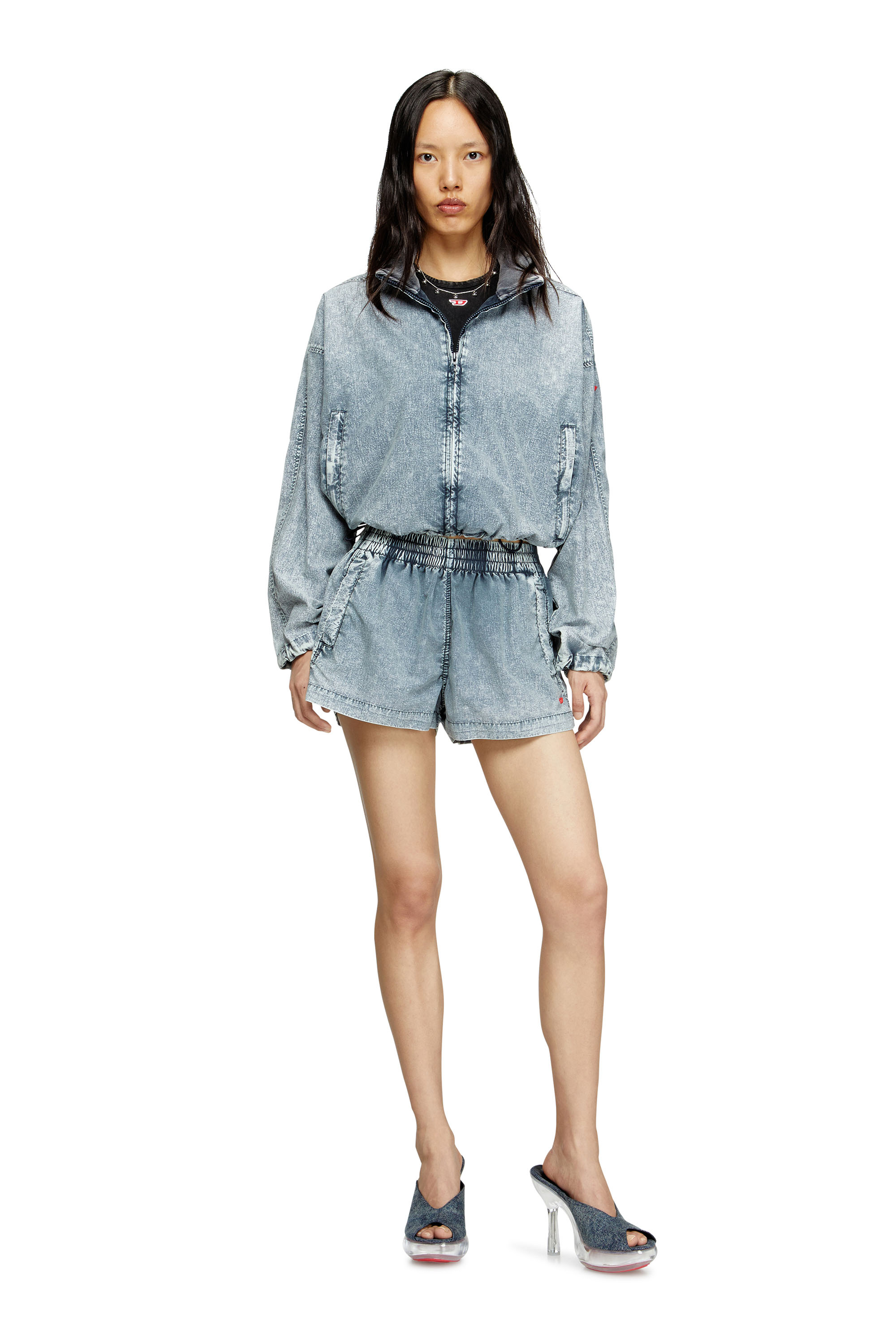 Diesel - G-LEAM-R1, Woman's Cropped jacket in recycled nylon taslan in Light Blue - 2