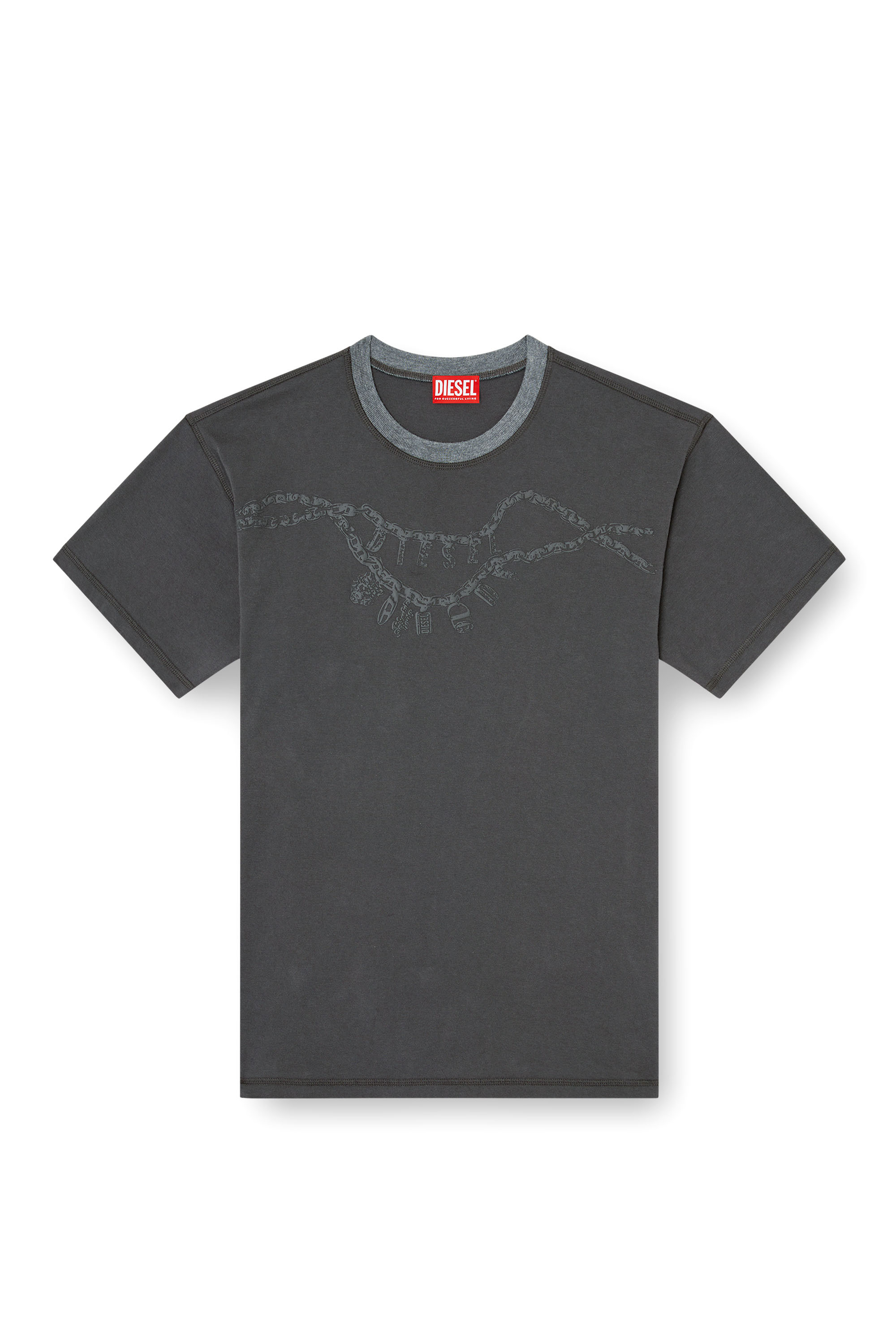 Diesel - T-NORM-HOSHI, Unisex's T-shirt with charm necklace print in Dark grey - 3