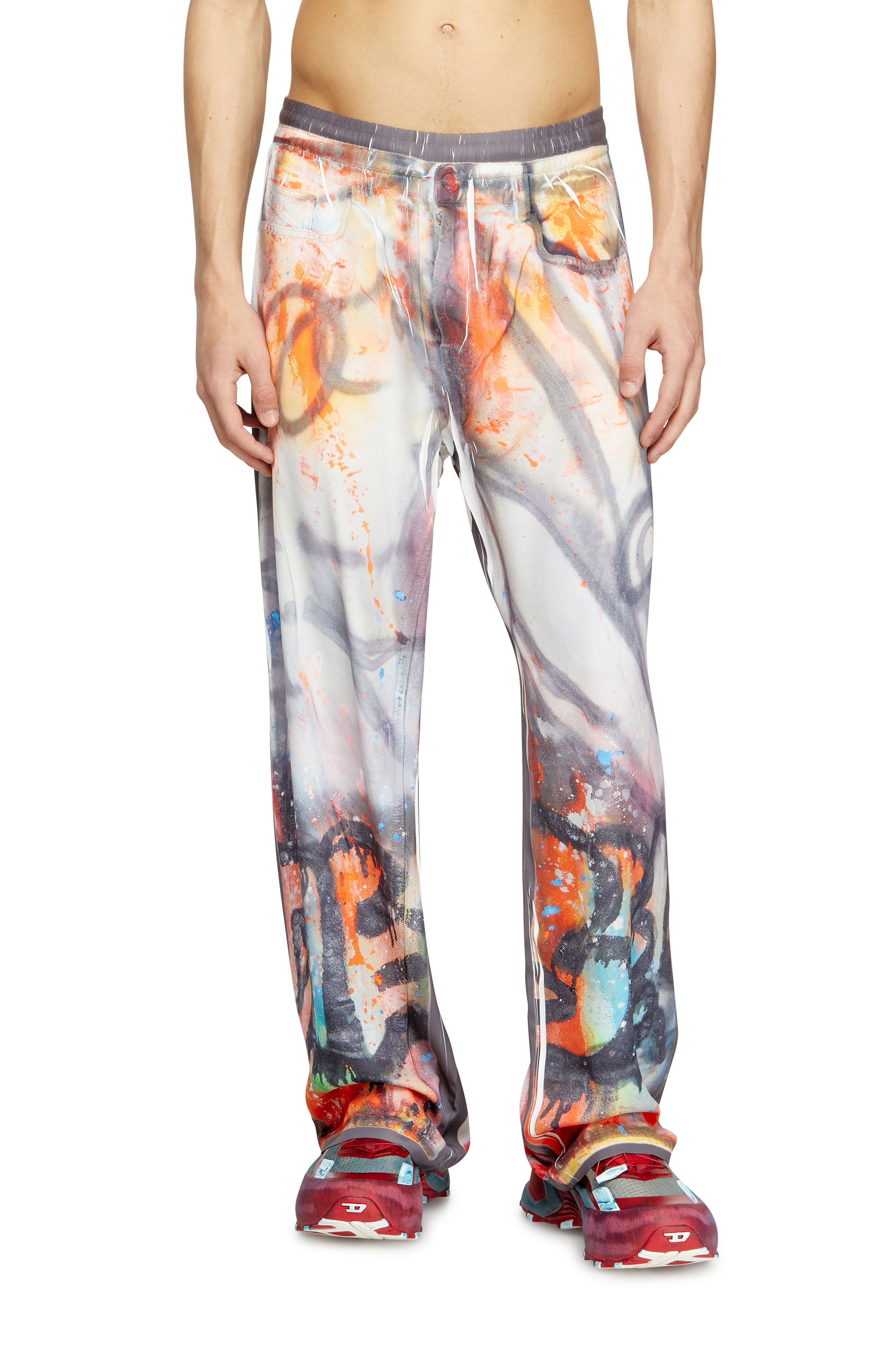 Diesel - P-AFTER-GRAFFITI-USA, Unisex's Relaxed pant with graffiti print in Grey - 2