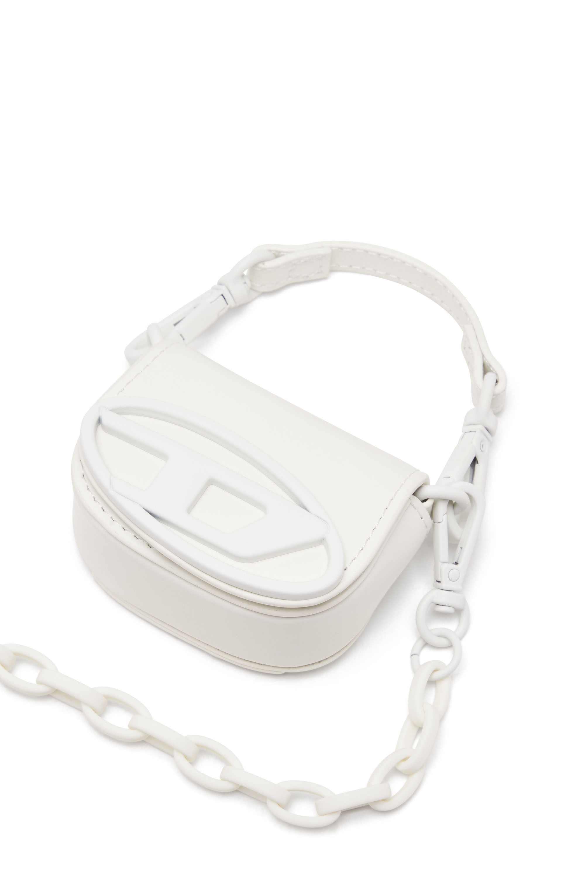 Diesel - 1DR XXS CHAIN, Woman's Iconic micro bag charm in matte leather in White - 4