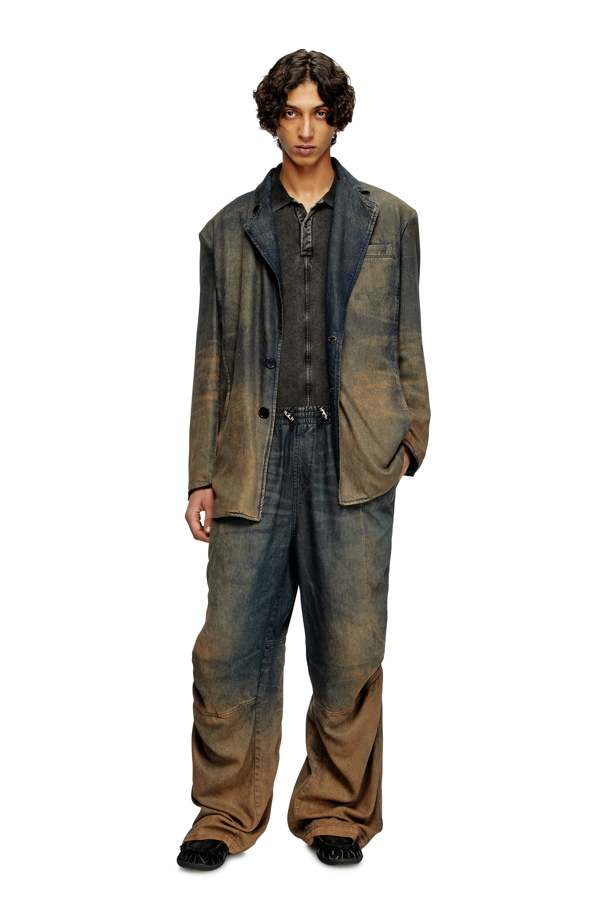 Diesel - D-REG-S, Unisex's Blazer in fluid shaded denim in Dark Blue - 3