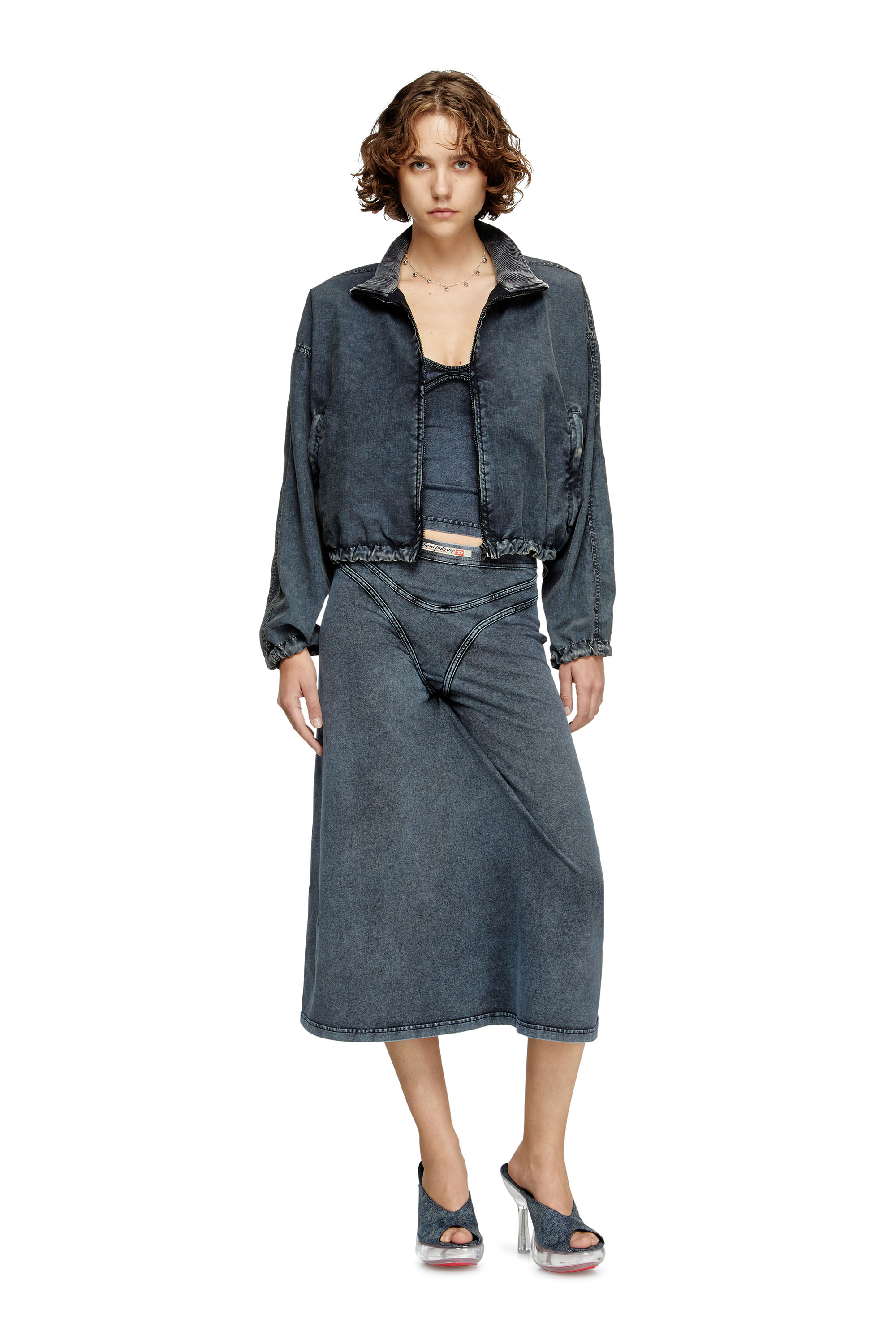 Diesel - G-LEAM-R1, Woman's Cropped jacket in recycled nylon taslan in Dark Blue - 2