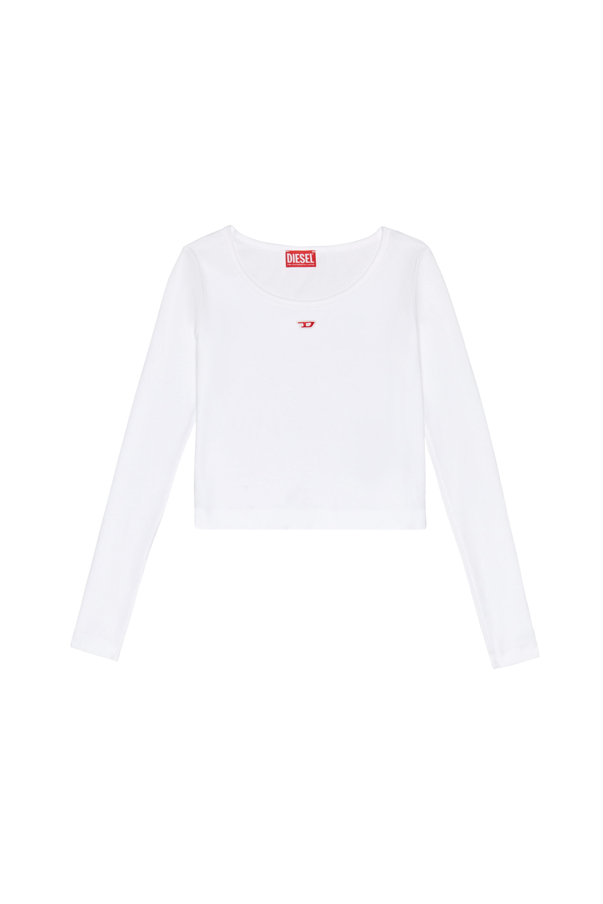 Diesel - T-BALLET-D, Woman's Long-sleeve top with embroidered D patch in White - 3