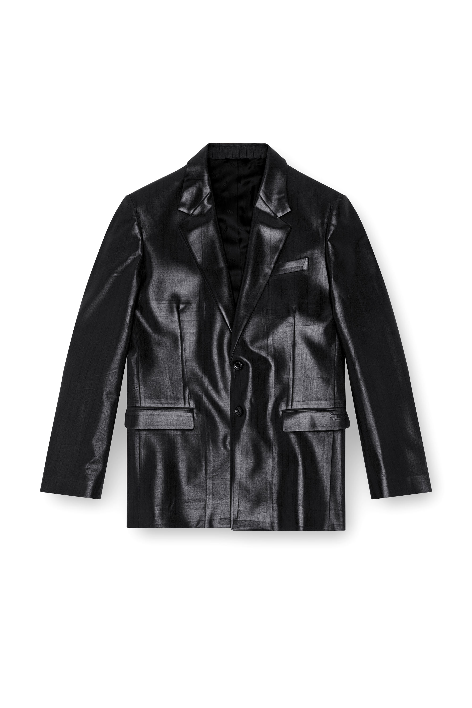 Diesel - J-STANLEY, Man's Pinstripe blazer with coated front in Black - 3