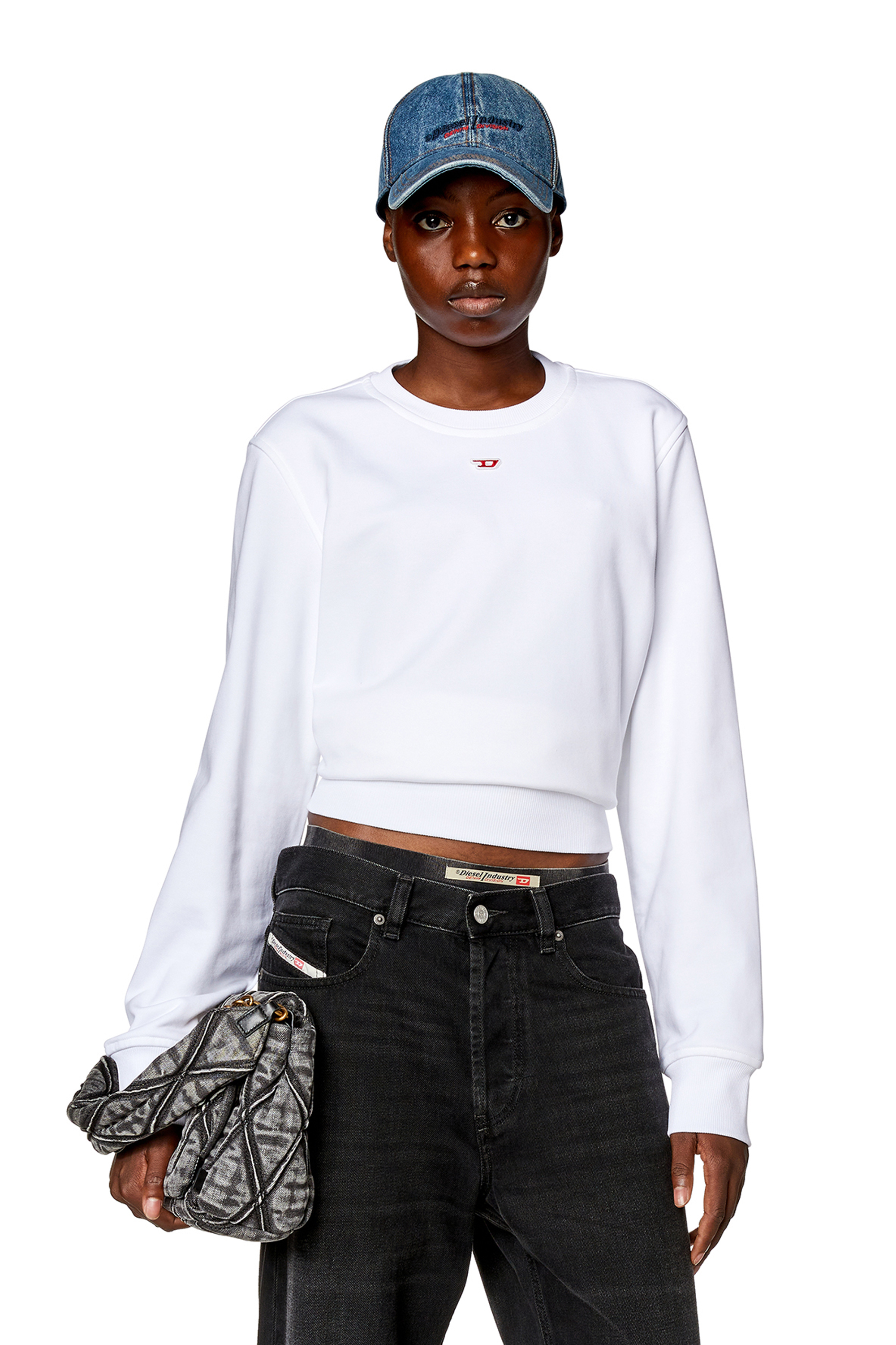 Diesel - S-GINN-D, Woman's Sweatshirt with D logo in White - 1