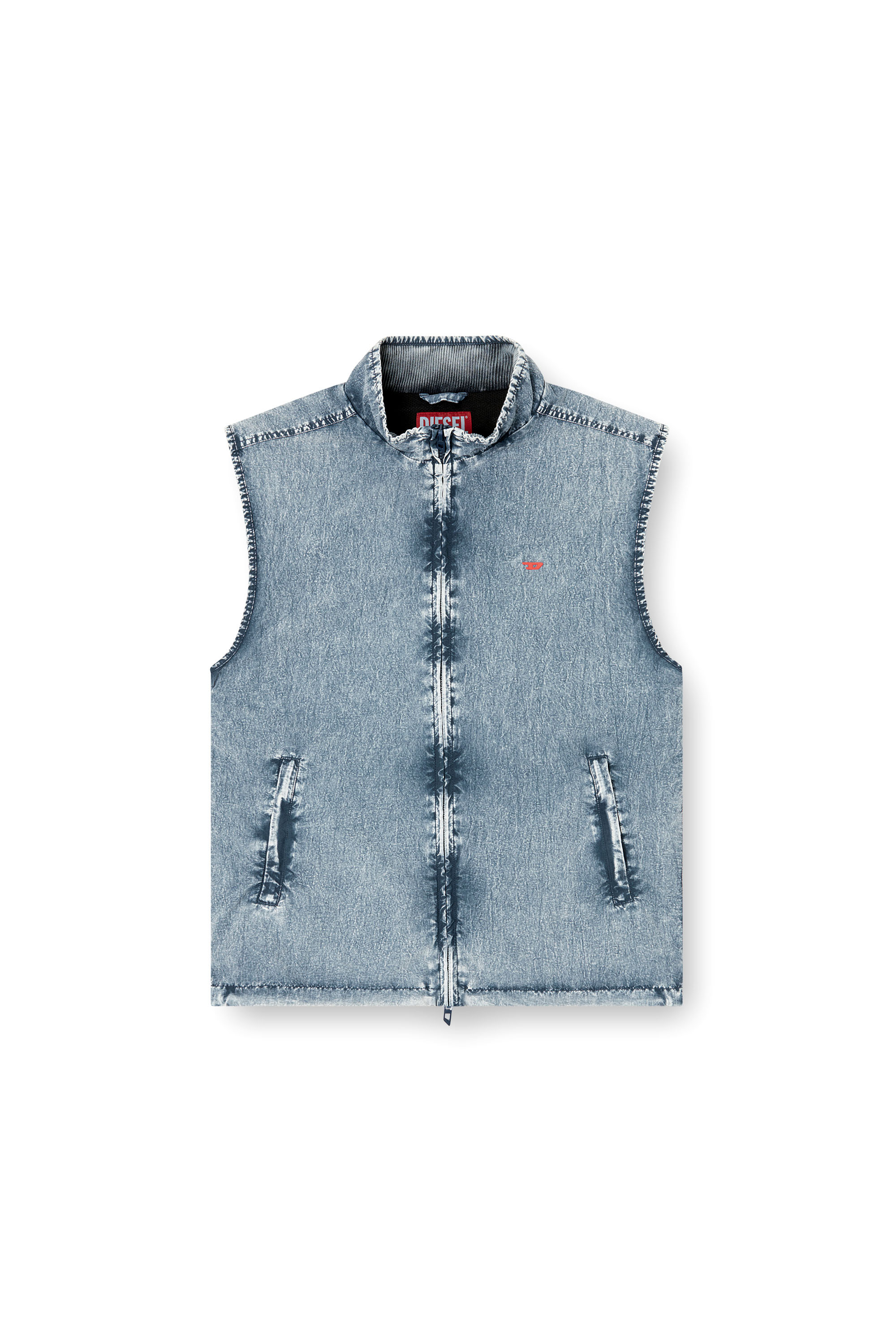 Diesel - J-ERB, Man's Vest in recycled nylon taslan in Medium blue - 3