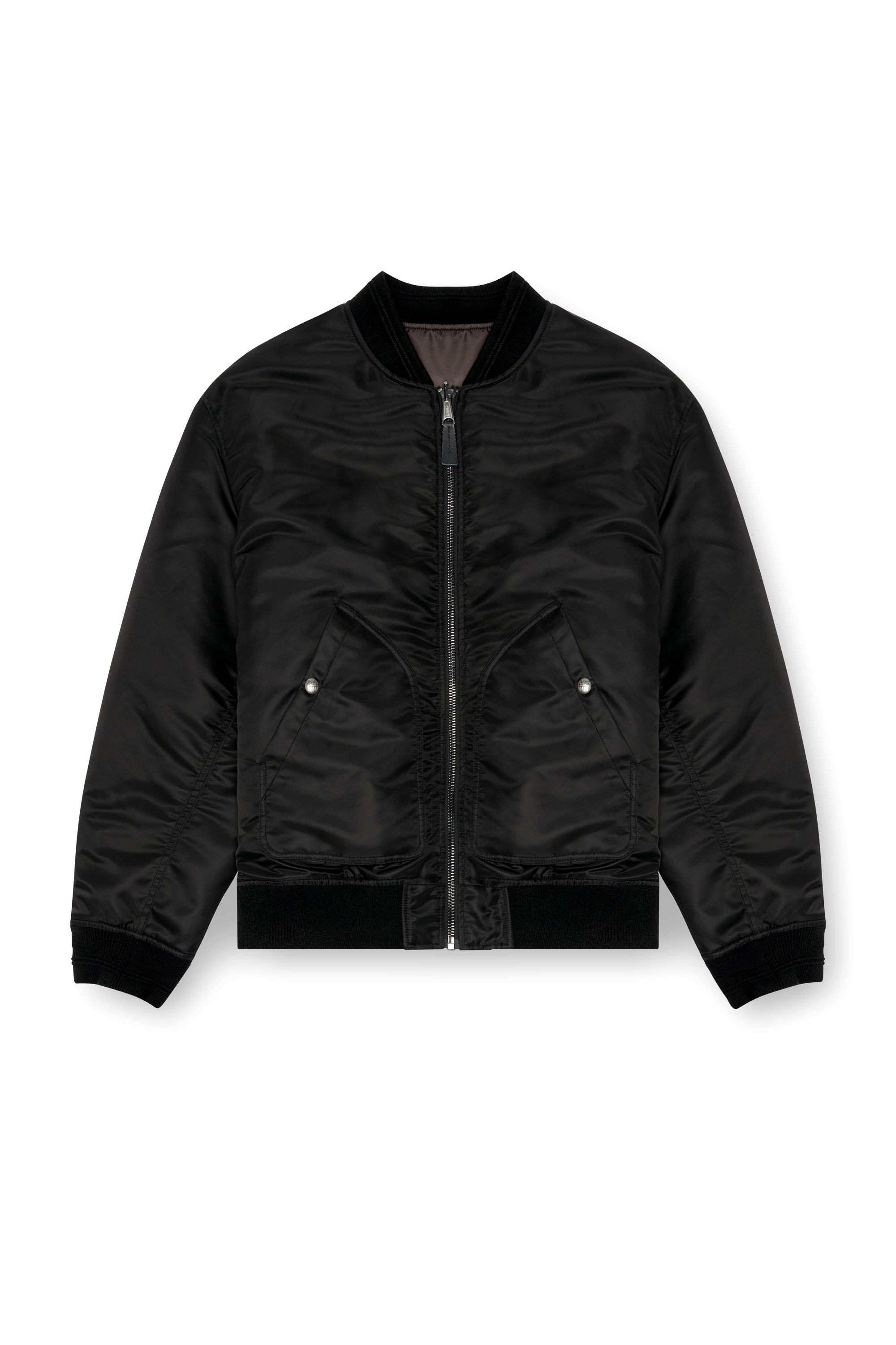 Diesel - J-HELD, Man's Bomber in padded nylon with Oval D in Black - 3