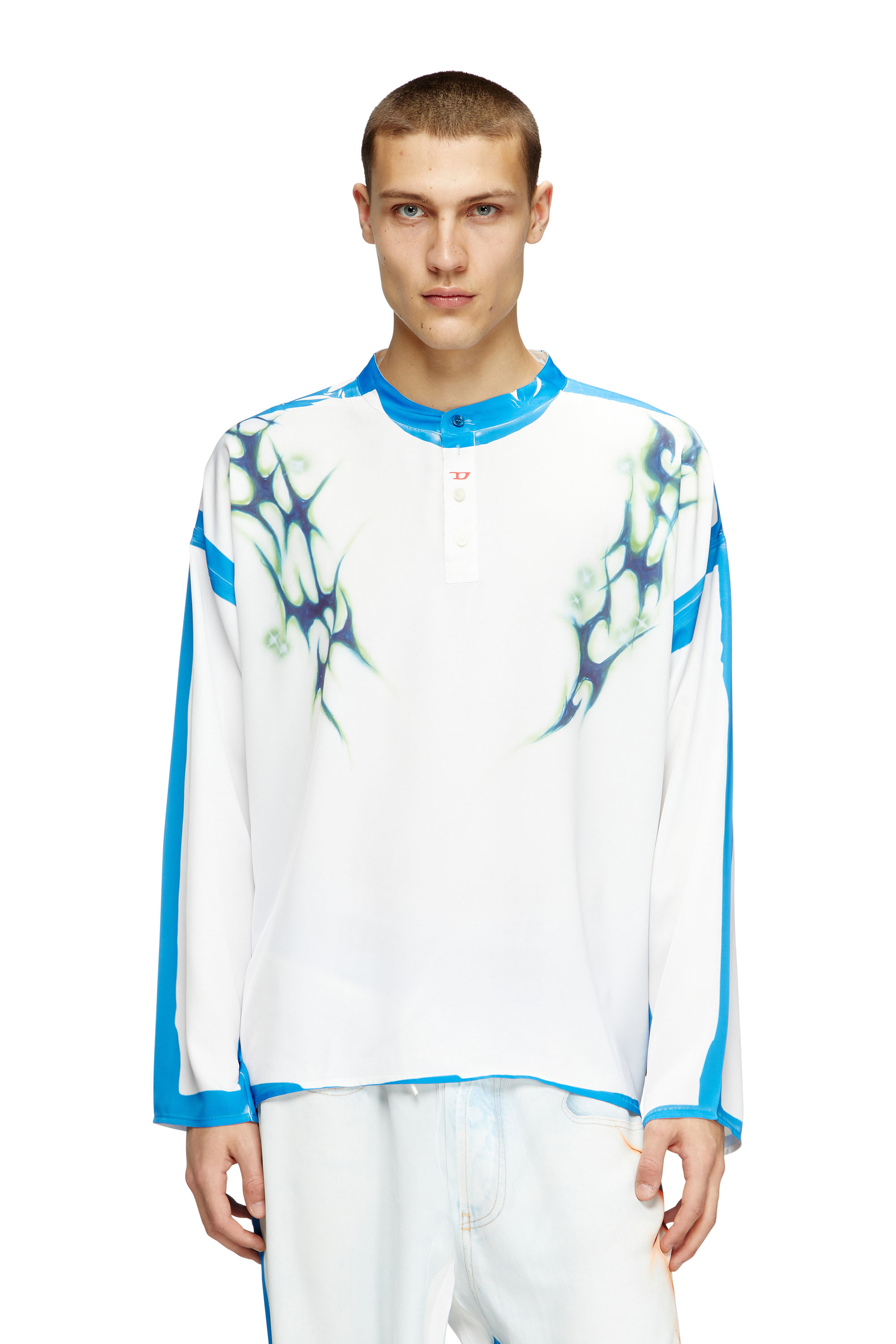 Diesel - T-OLAVI-A-SER-GRAFFITI-JAP, Unisex's Long-sleeve T-shirt with graffiti print in Blue/White - 2