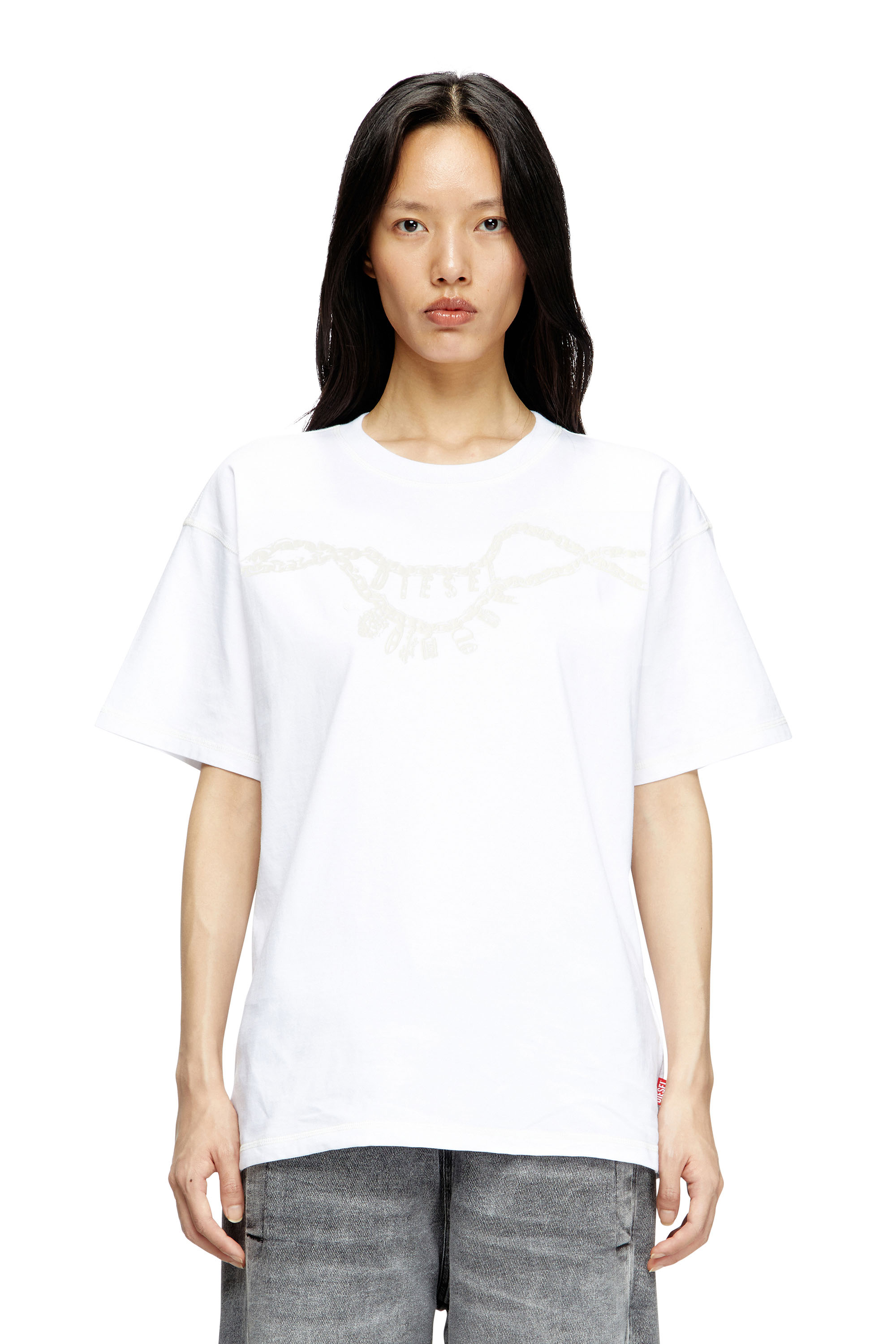 Diesel - T-NORM-HOSHI, Unisex's T-shirt with charm necklace print in White - 5