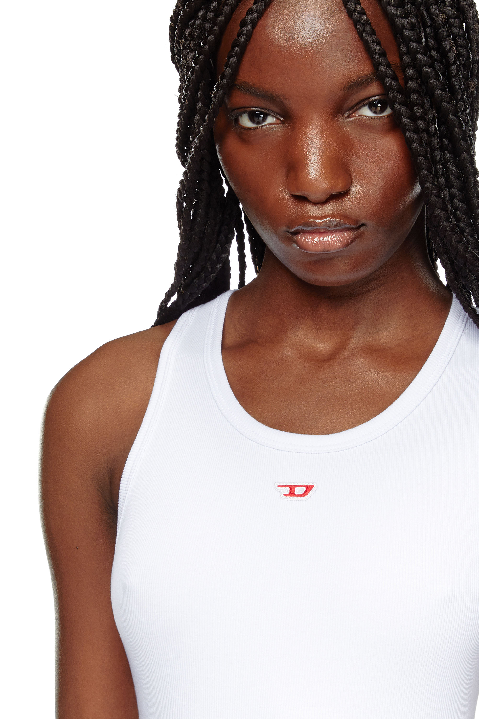 Diesel - D-TANK-LONG-D, Woman's Short tank dress with D logo in White - 4