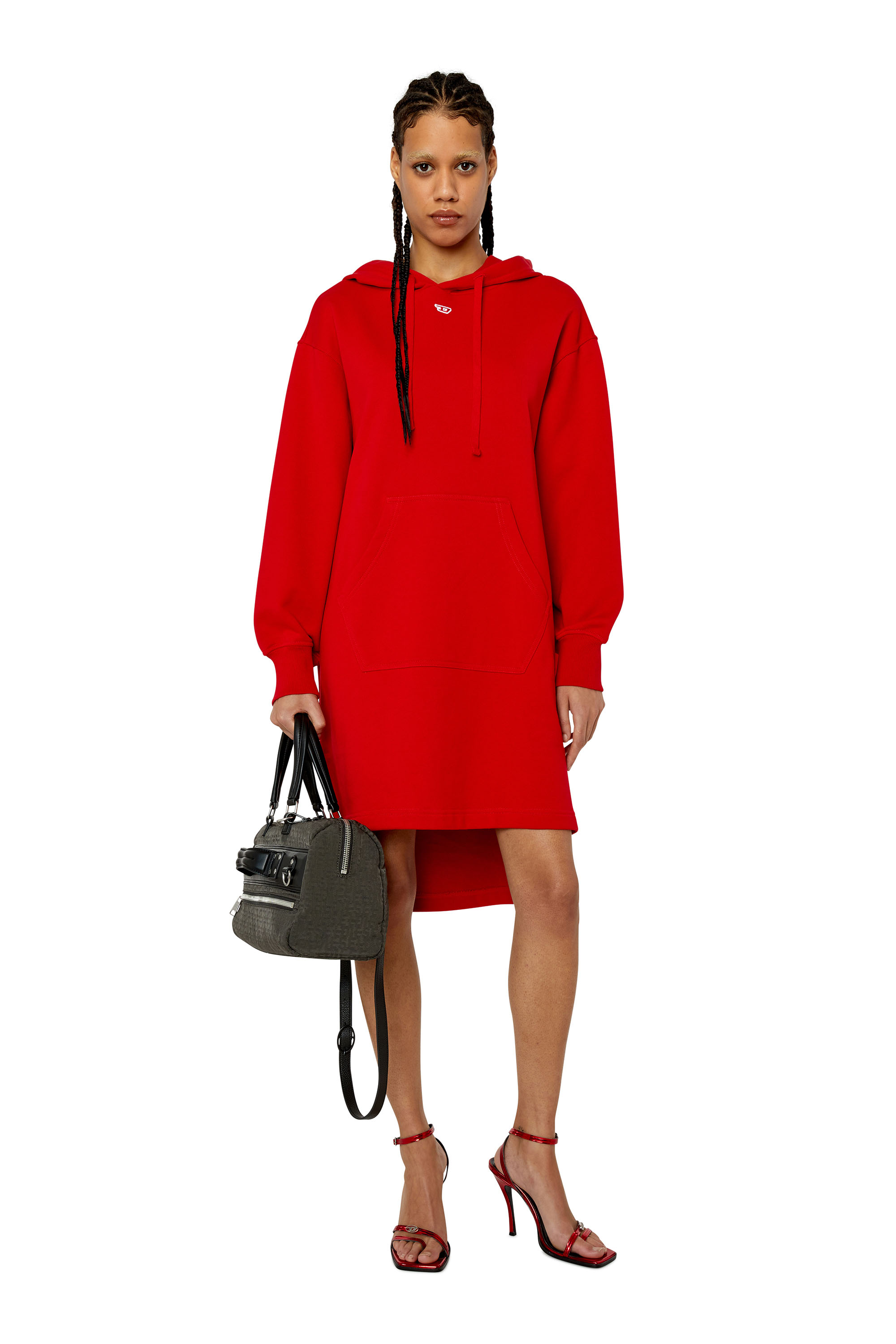 Diesel - D-ILSE-D, Woman's Hoodie dress with D logo in Red - 1
