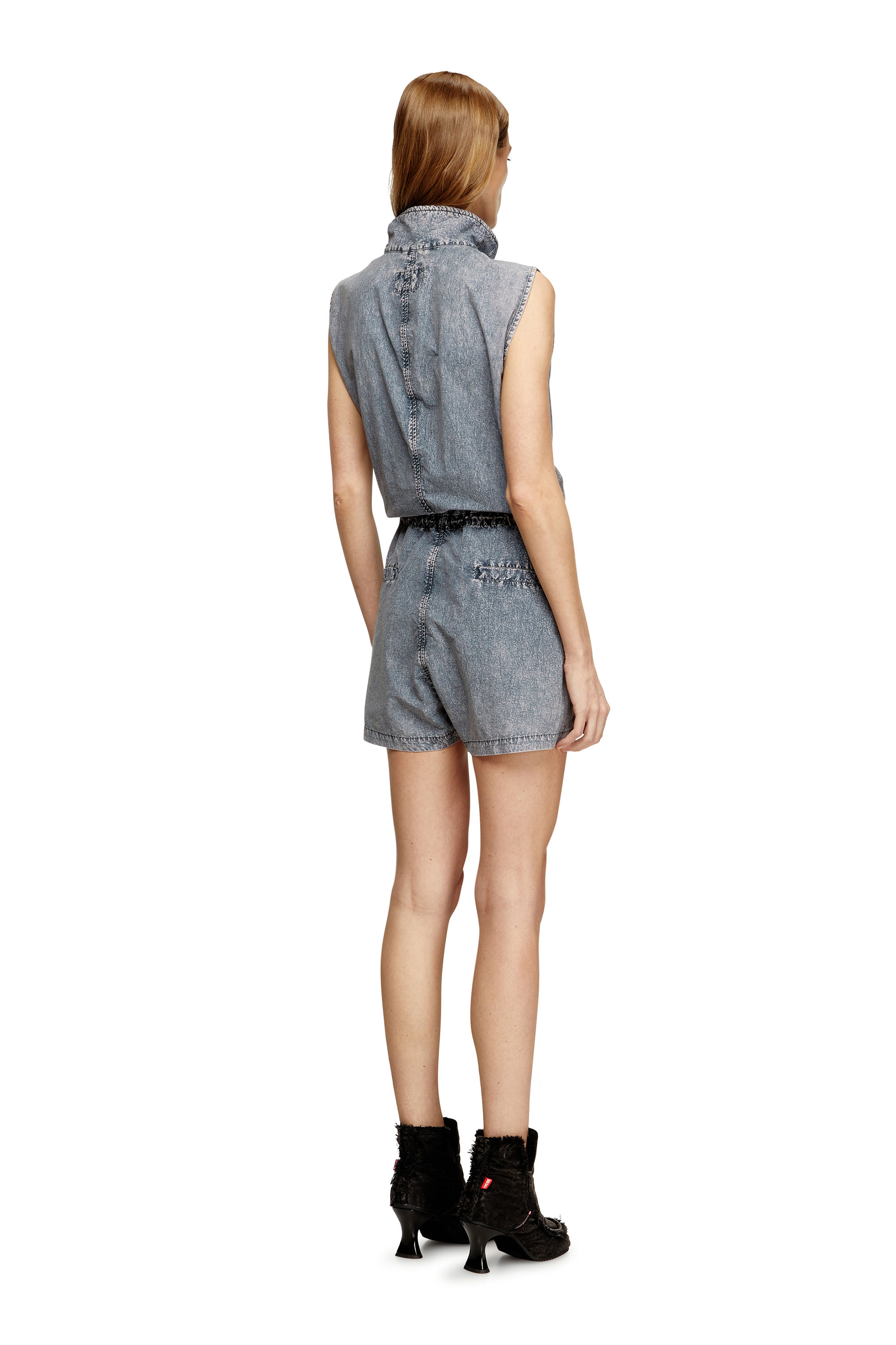 Diesel - J-ANNET, Woman's Playsuit in treated nylon in Light Blue - 3