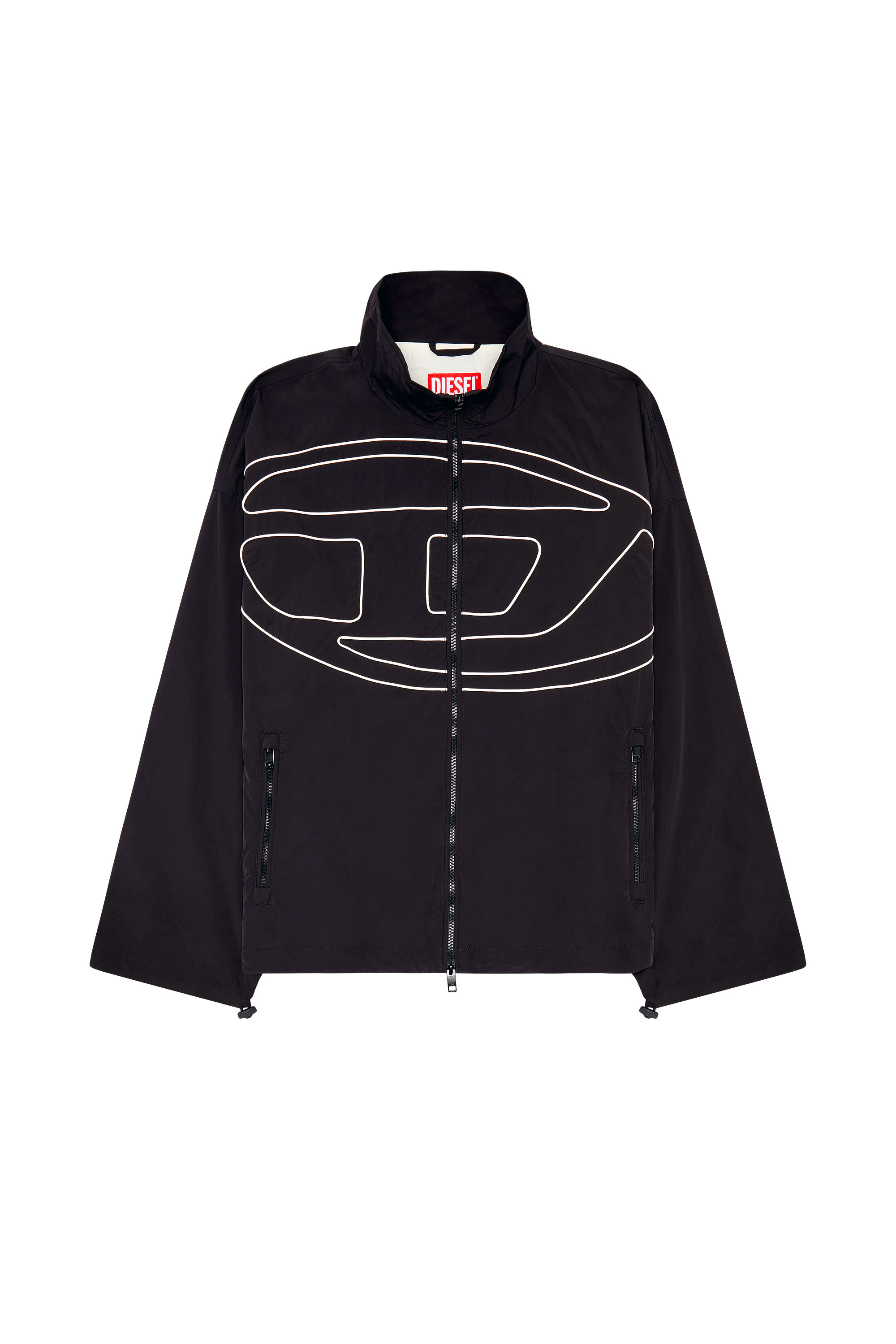 Diesel - J-VATEL, Man's Taslan jacket with piped Oval D in Black - 3