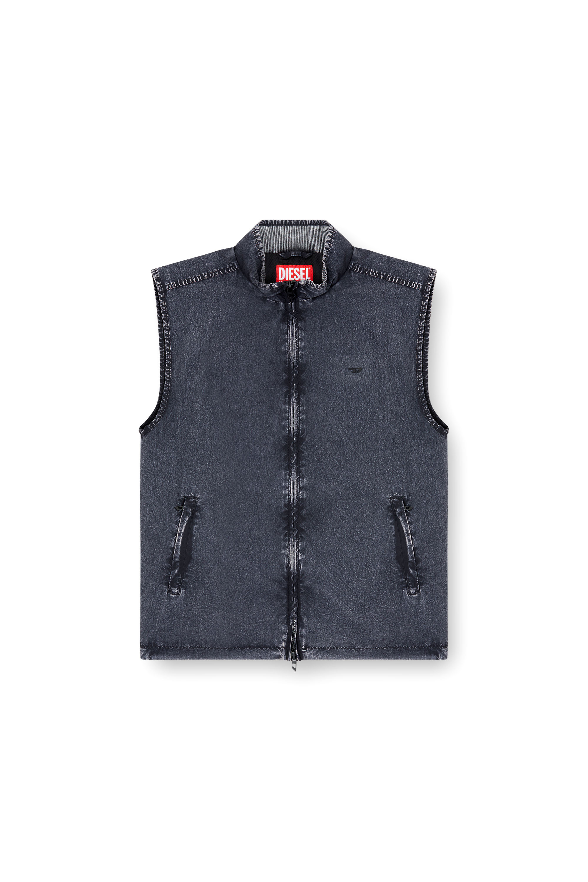 Diesel - J-ERB, Man's Vest in recycled nylon taslan in Black - 3