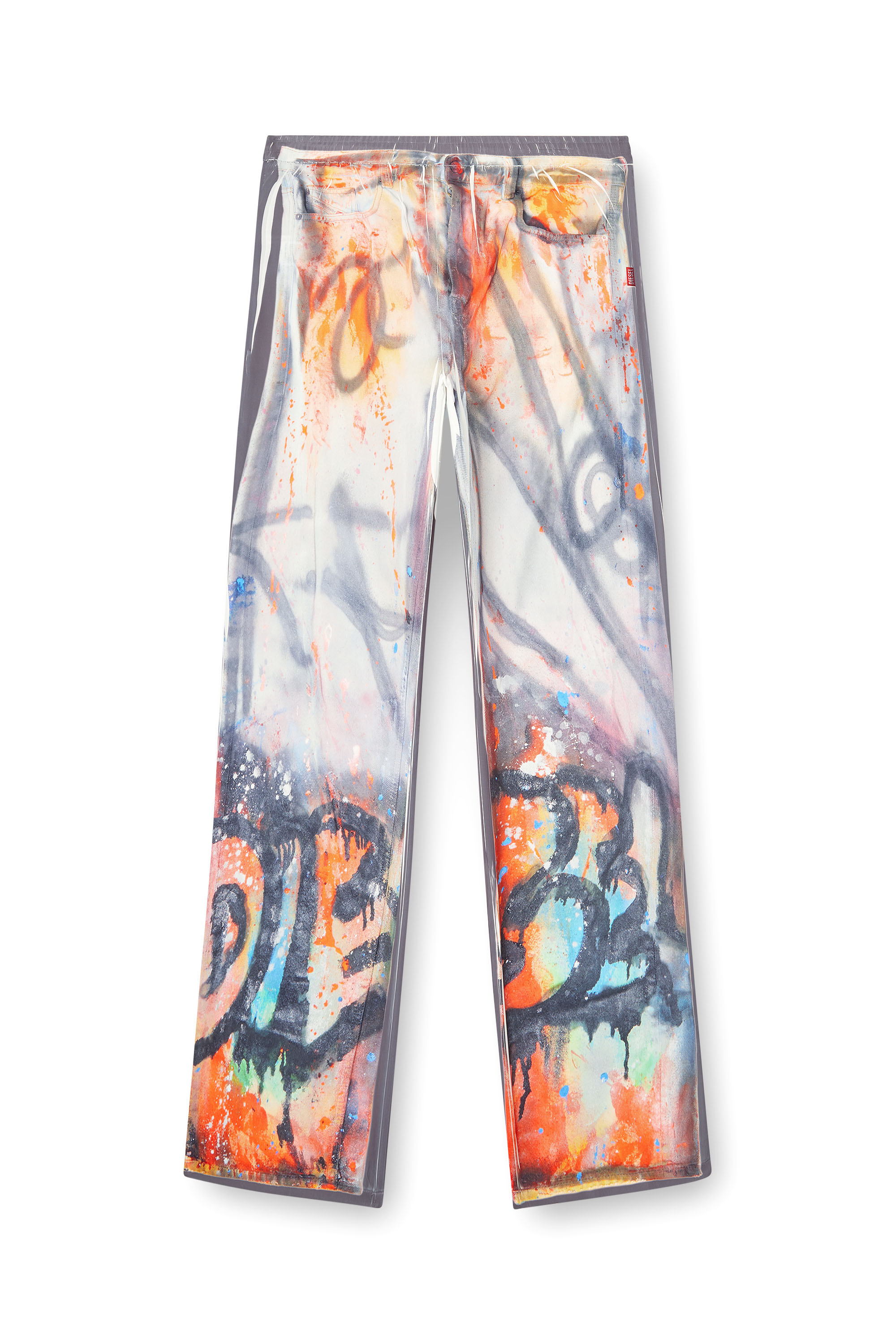 Diesel - P-AFTER-GRAFFITI-USA, Unisex's Relaxed pant with graffiti print in Grey - 3