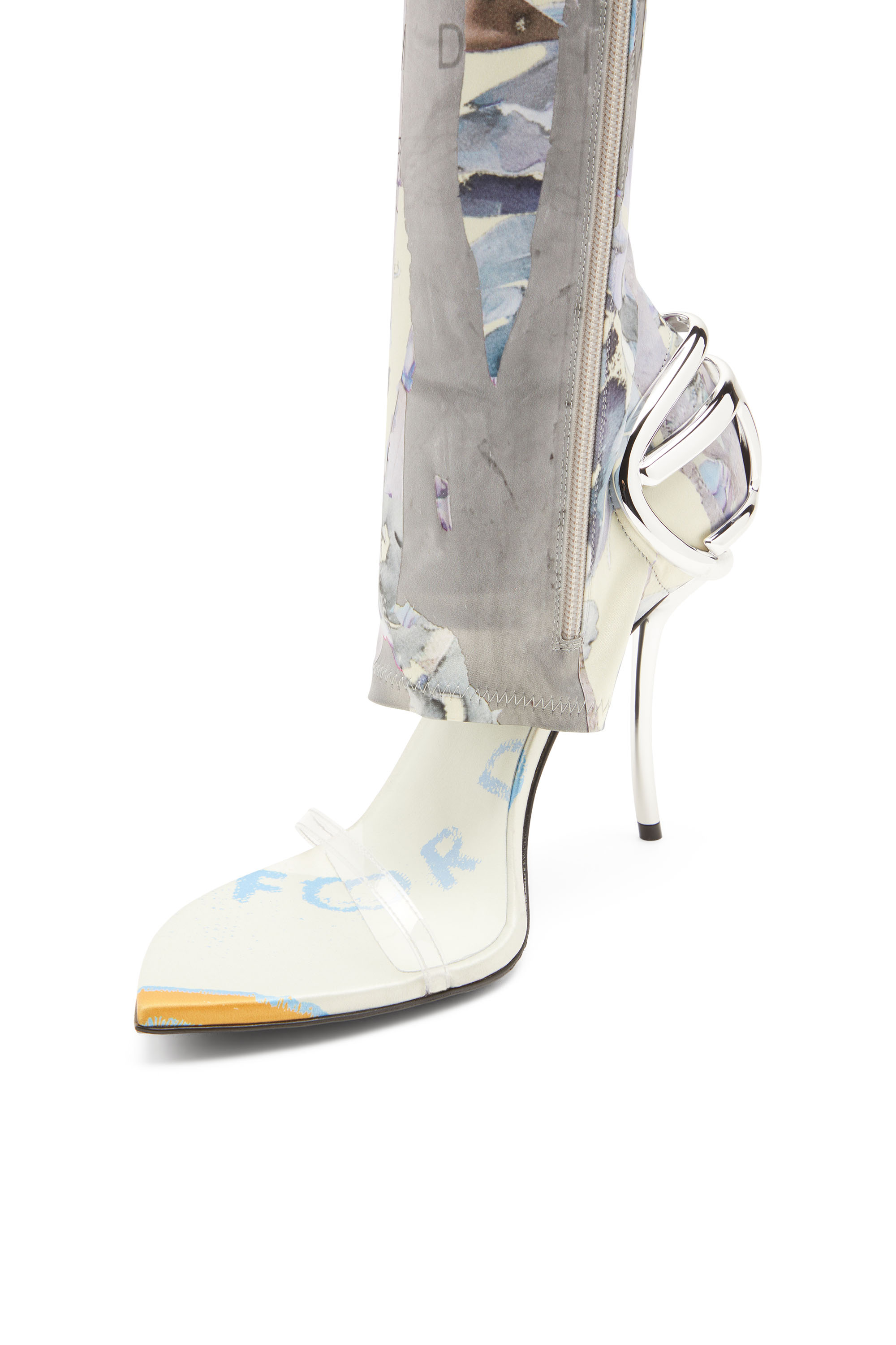 Diesel - D-TEN&HALF SDL KB, Woman's Hybrid sandals with graphic print in White/Blue - 5