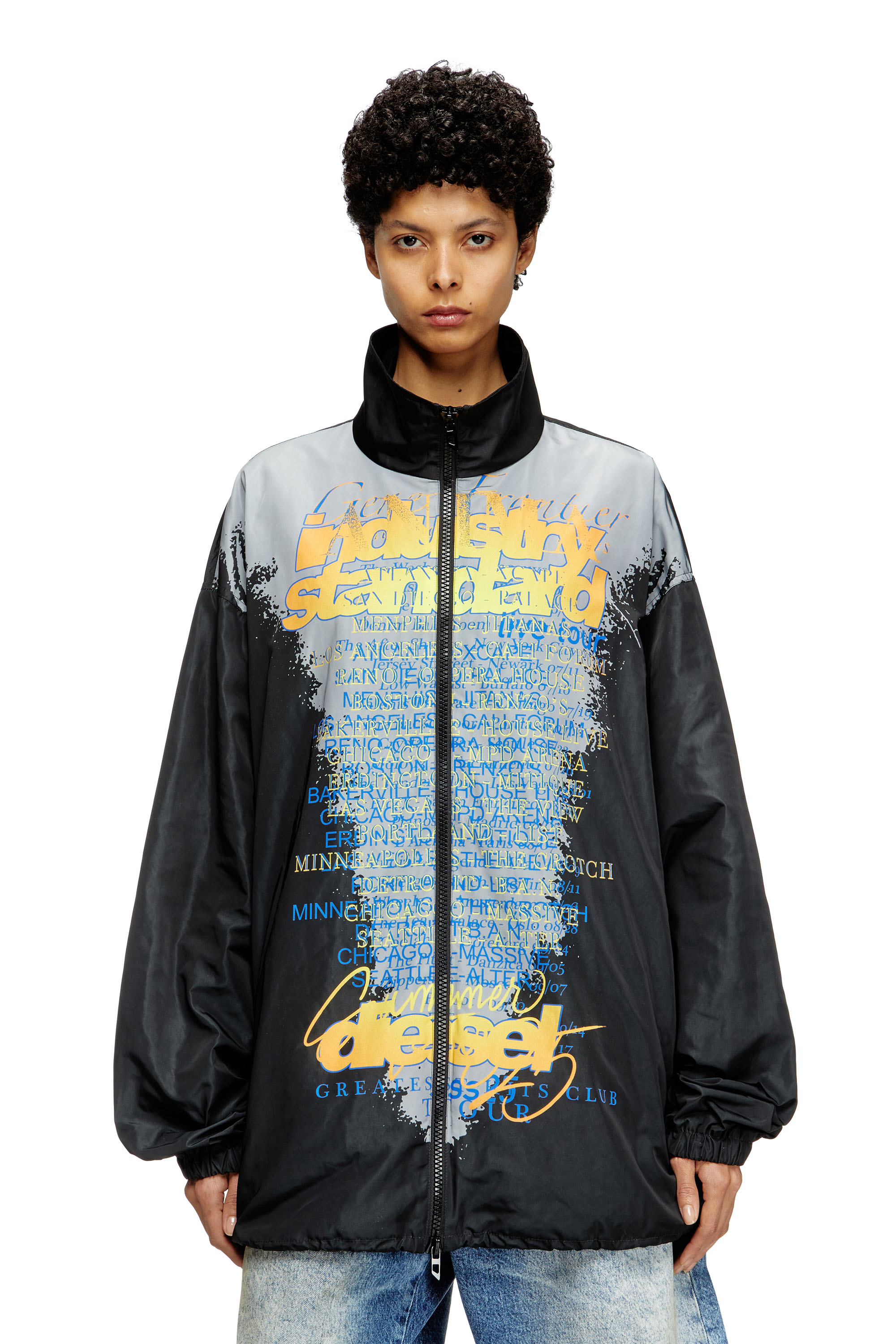 Diesel - J-ERIK, Unisex's Tech-jersey jacket with lyrics print in Black - 6
