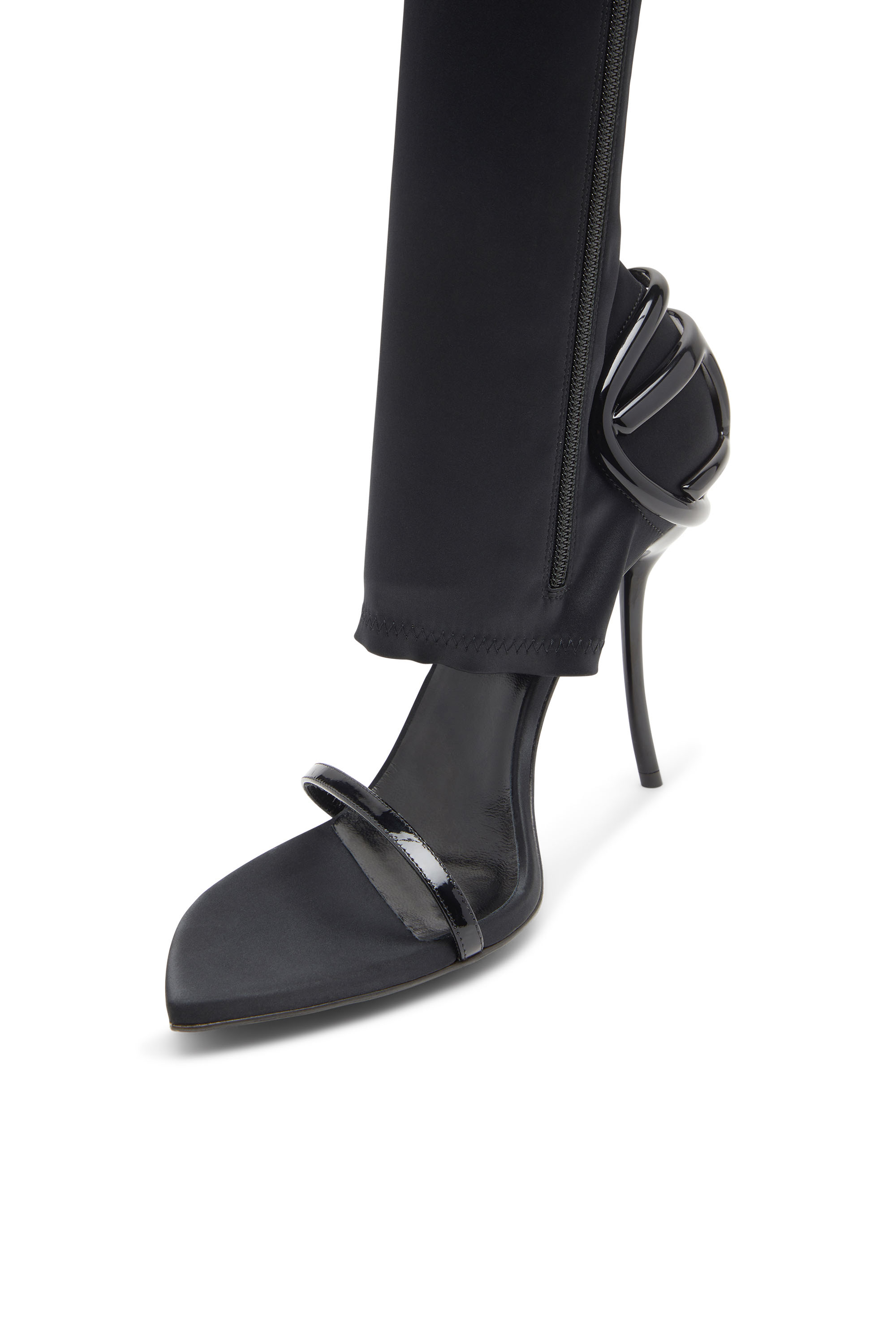 Diesel - D-TEN&HALF SDL KB, Woman's D-Ten&Half-Stiletto knee boot sandals in stretch satin in Black - 6