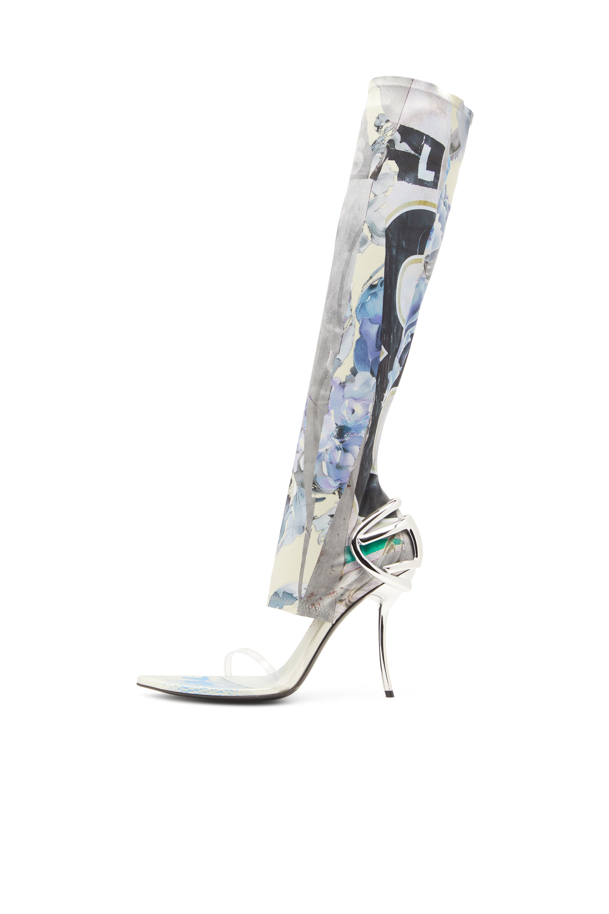 Diesel - D-TEN&HALF SDL KB, Woman's Hybrid sandals with graphic print in White/Blue - 6