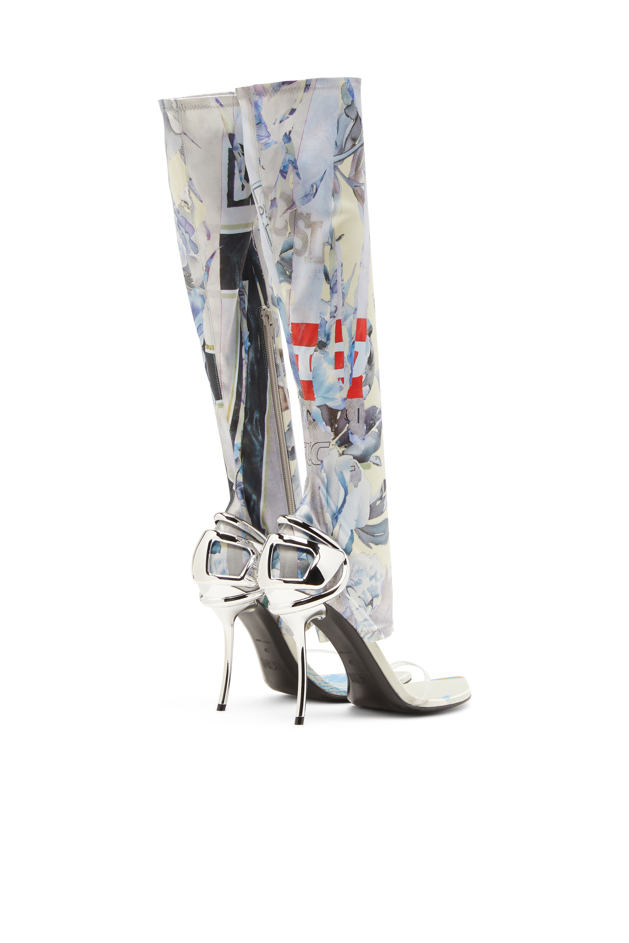 Diesel - D-TEN&HALF SDL KB, Woman's Hybrid sandals with graphic print in White/Blue - 4