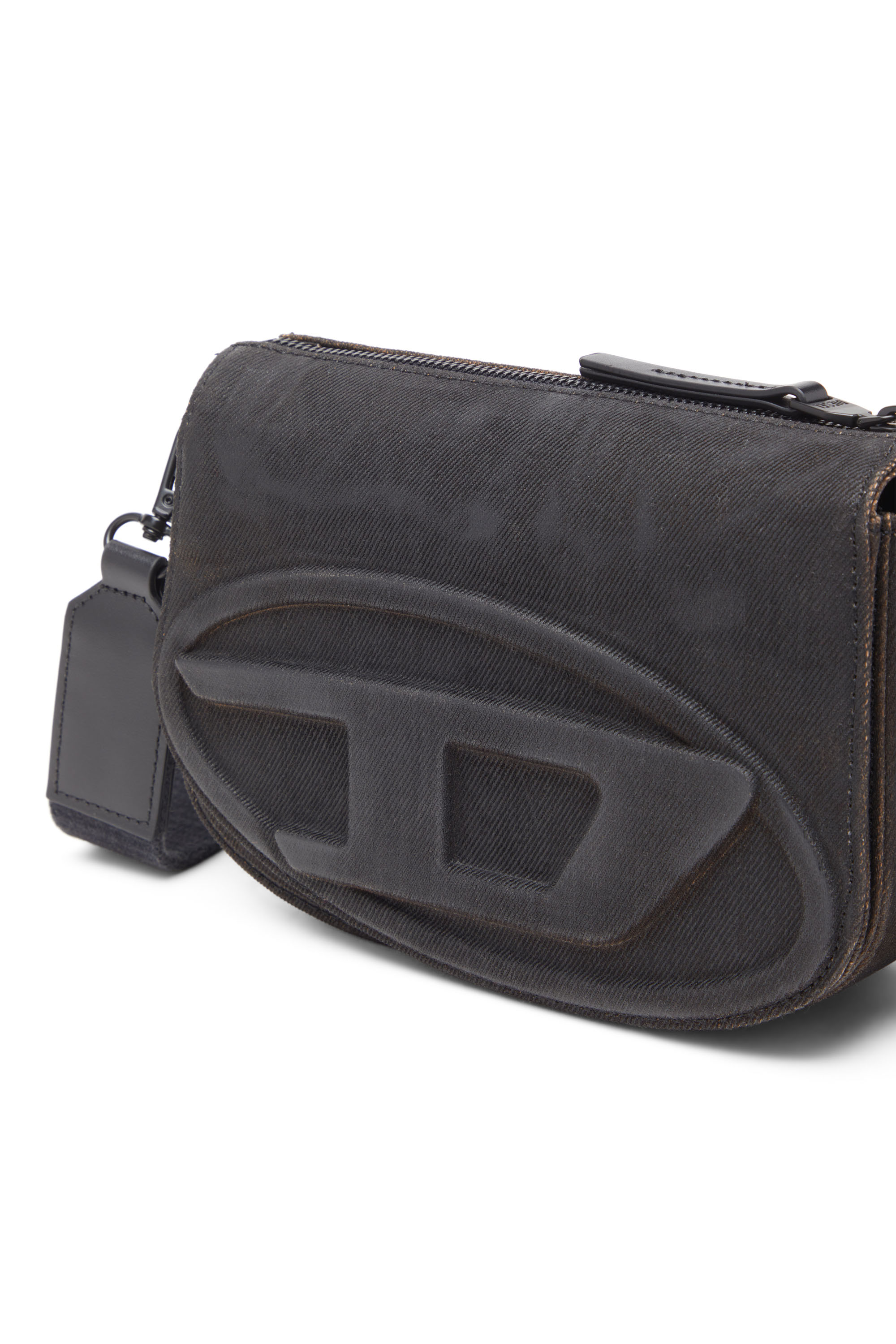 Diesel - 1DR CAMERA BAG, Man's 1DR-Camera bag in flocked denim in Black - 6