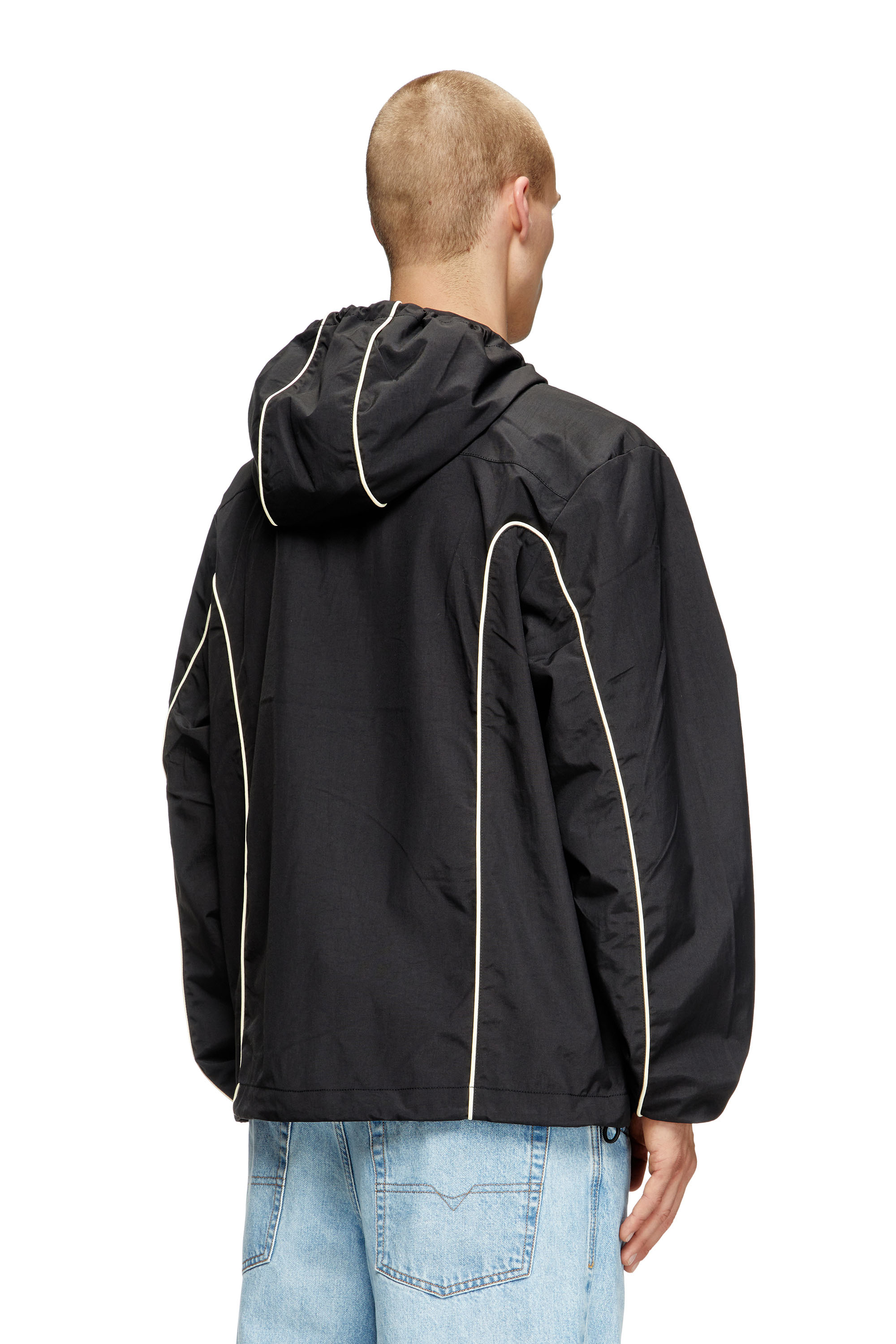 Diesel - J-HIVES, Man's Windbreaker with contrast piping in Black - 4
