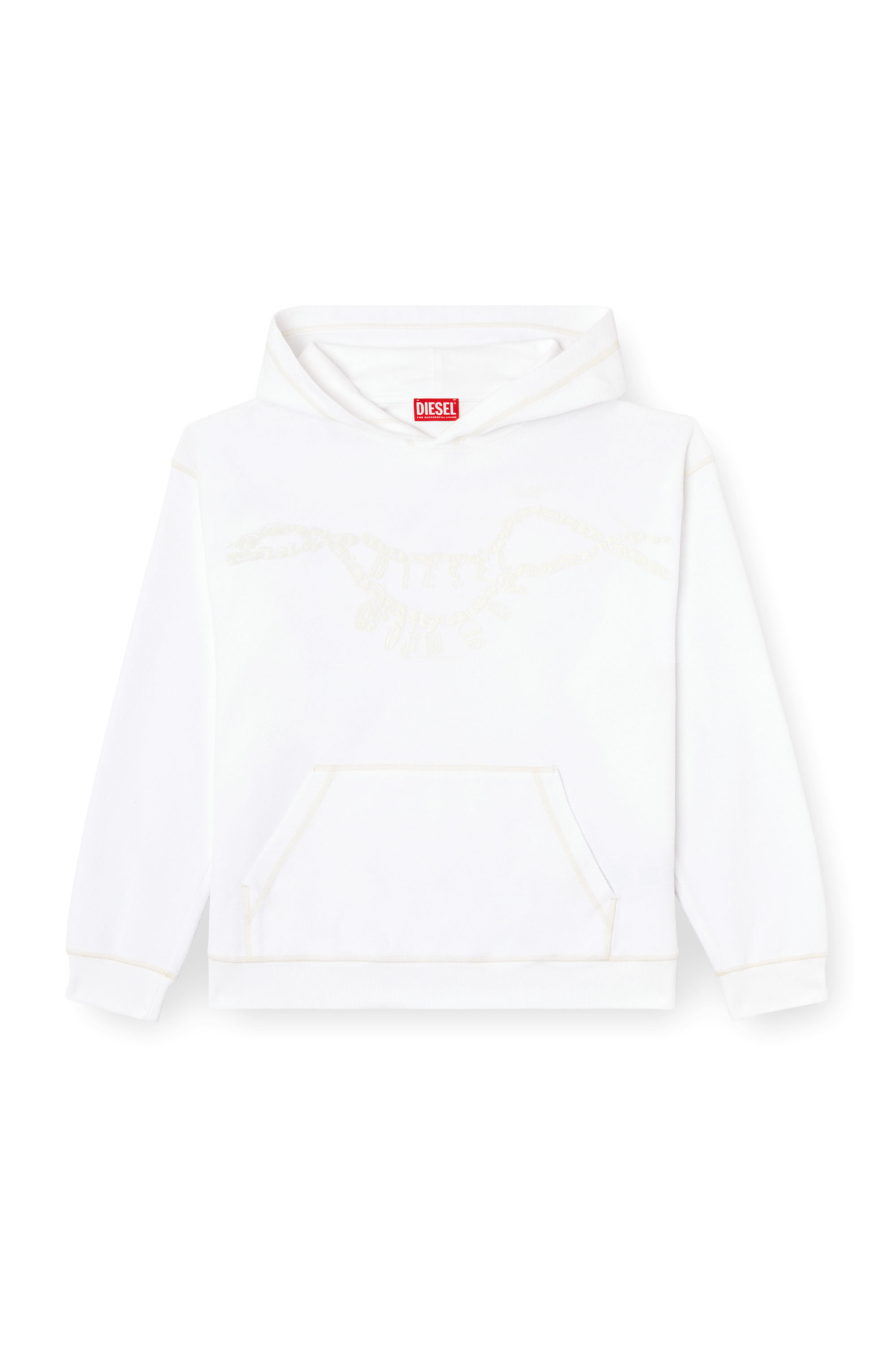 Diesel - S-BOXT-HOOD-HOSHI, Unisex's Hoodie with charm necklace print in White - 3