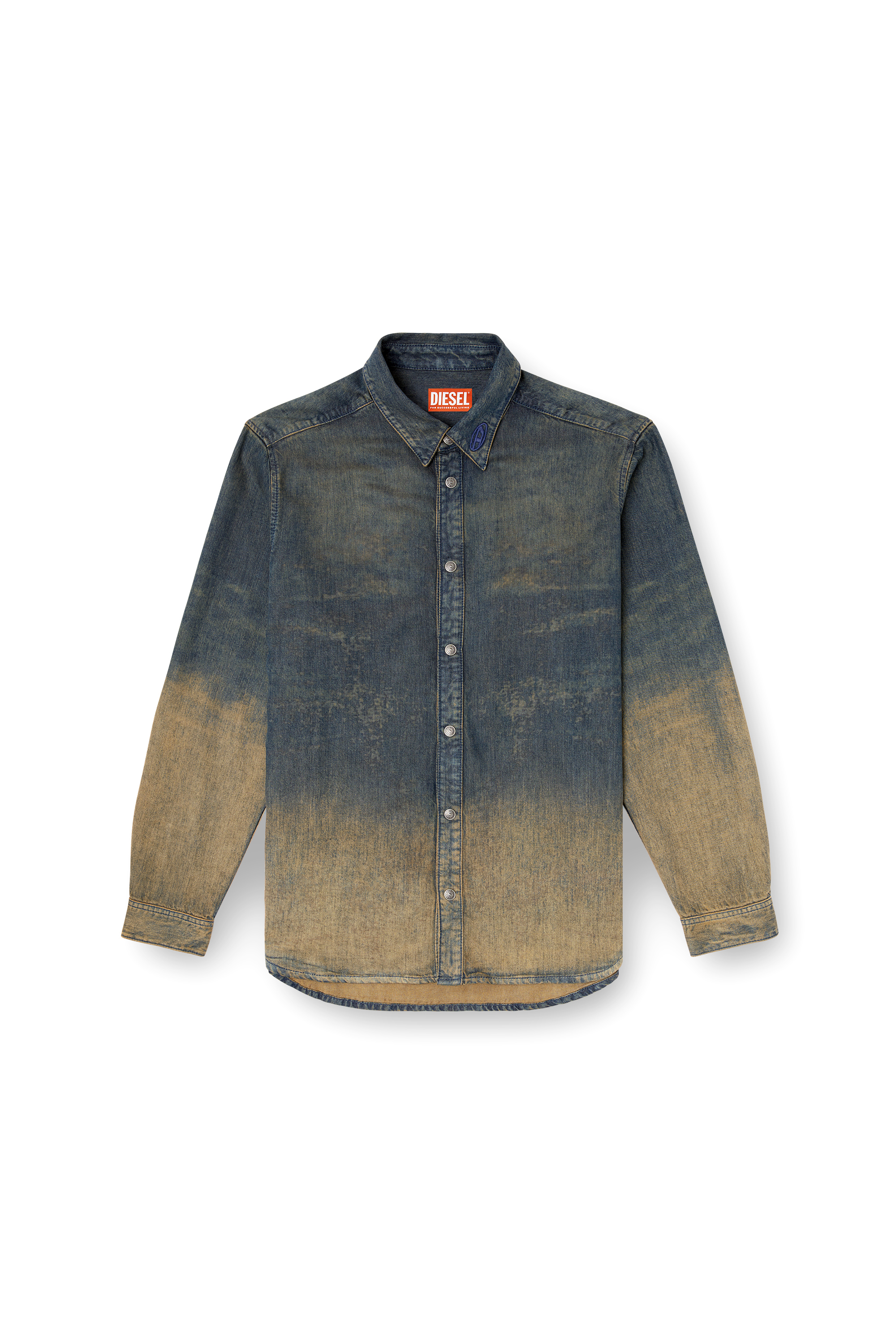 Diesel - D-SIMPLY-S8, Man's Shirt in fluid shaded denim in Dark Blue - 4