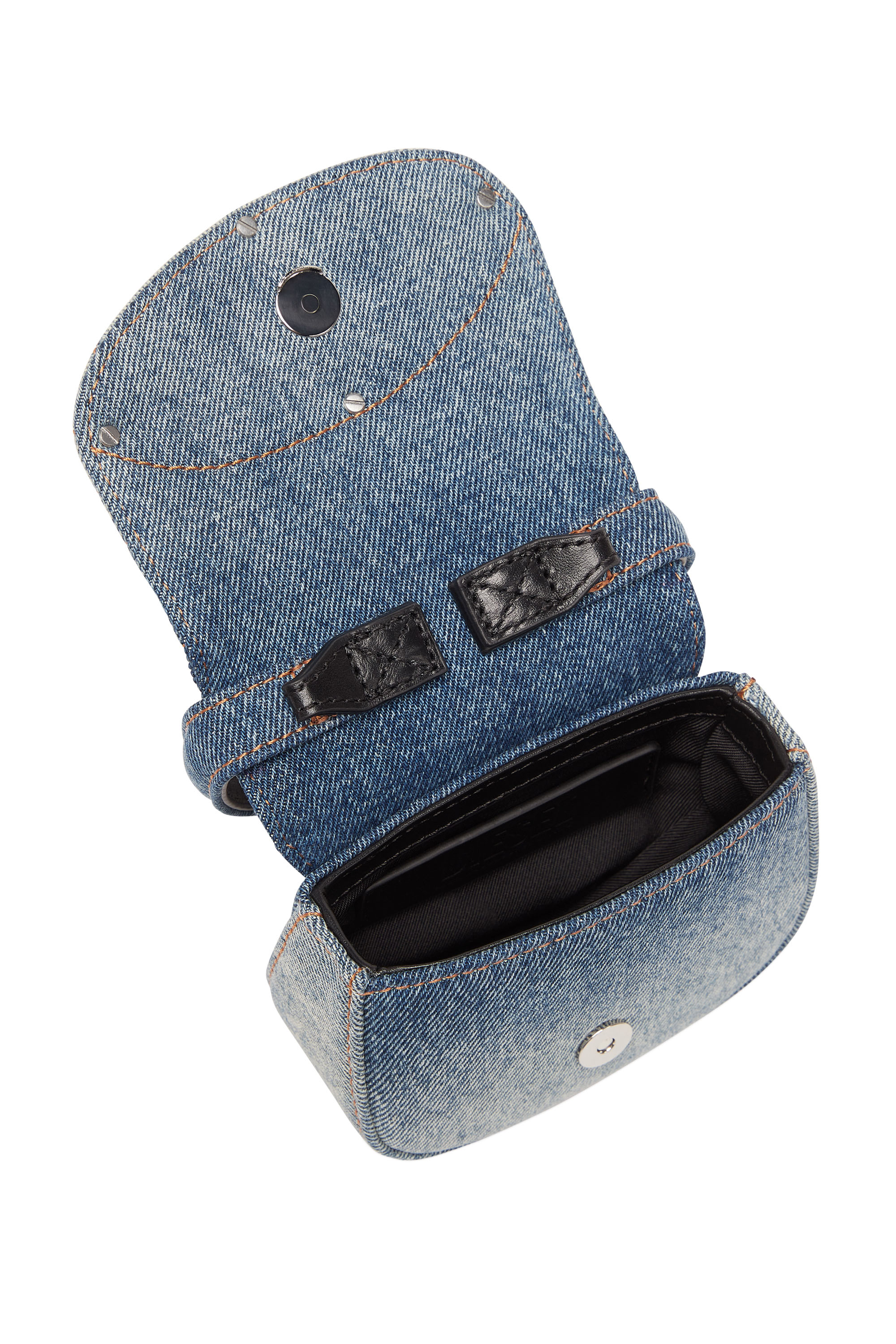 Diesel - 1DR XS, Woman's 1DR XS - Iconic mini bag in solarised denim in Blue/White - 4