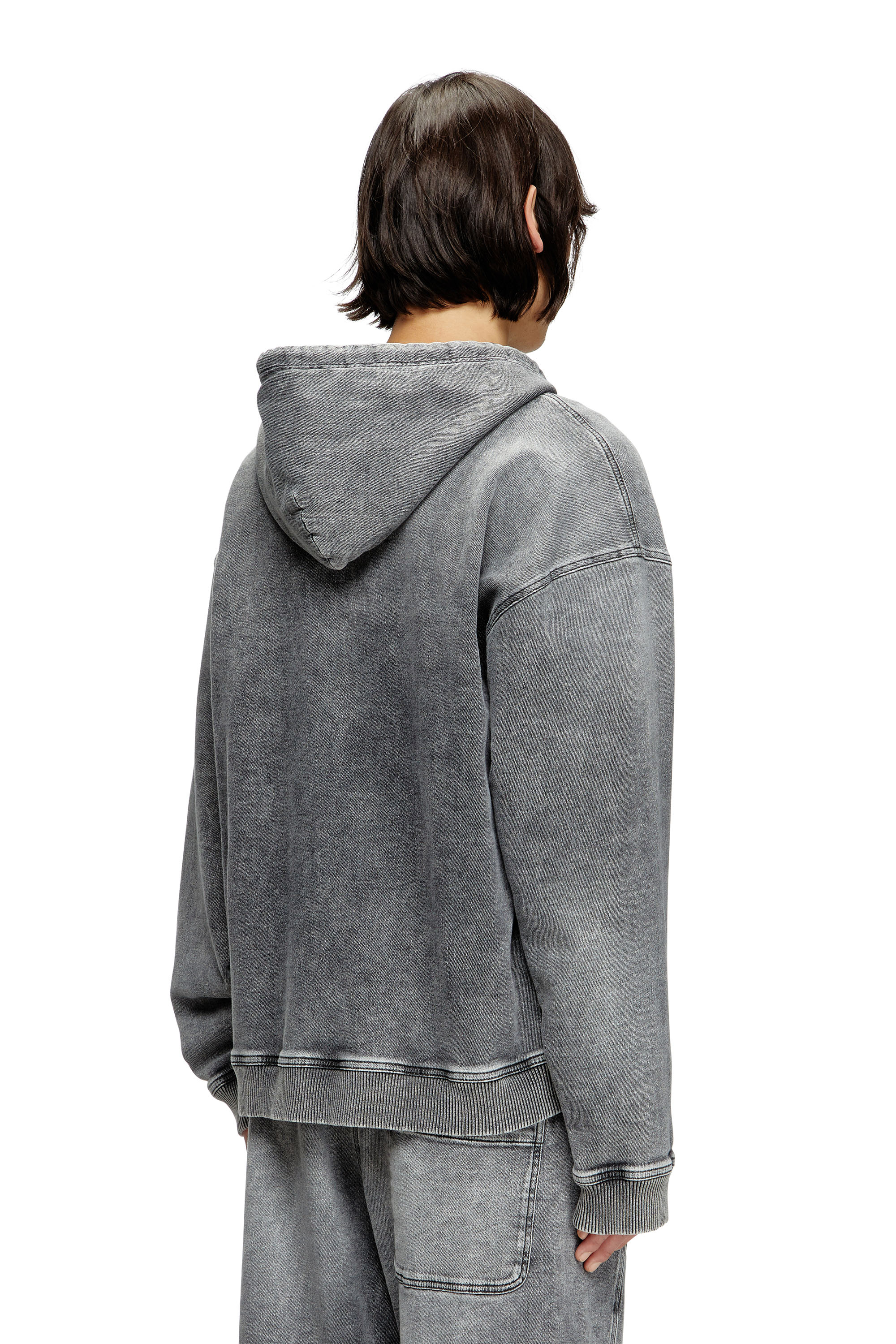 Diesel - HS D-GIRI-S TRACK, Unisex's Zip-up hoodie in marbled Track Denim in Dark grey - 4