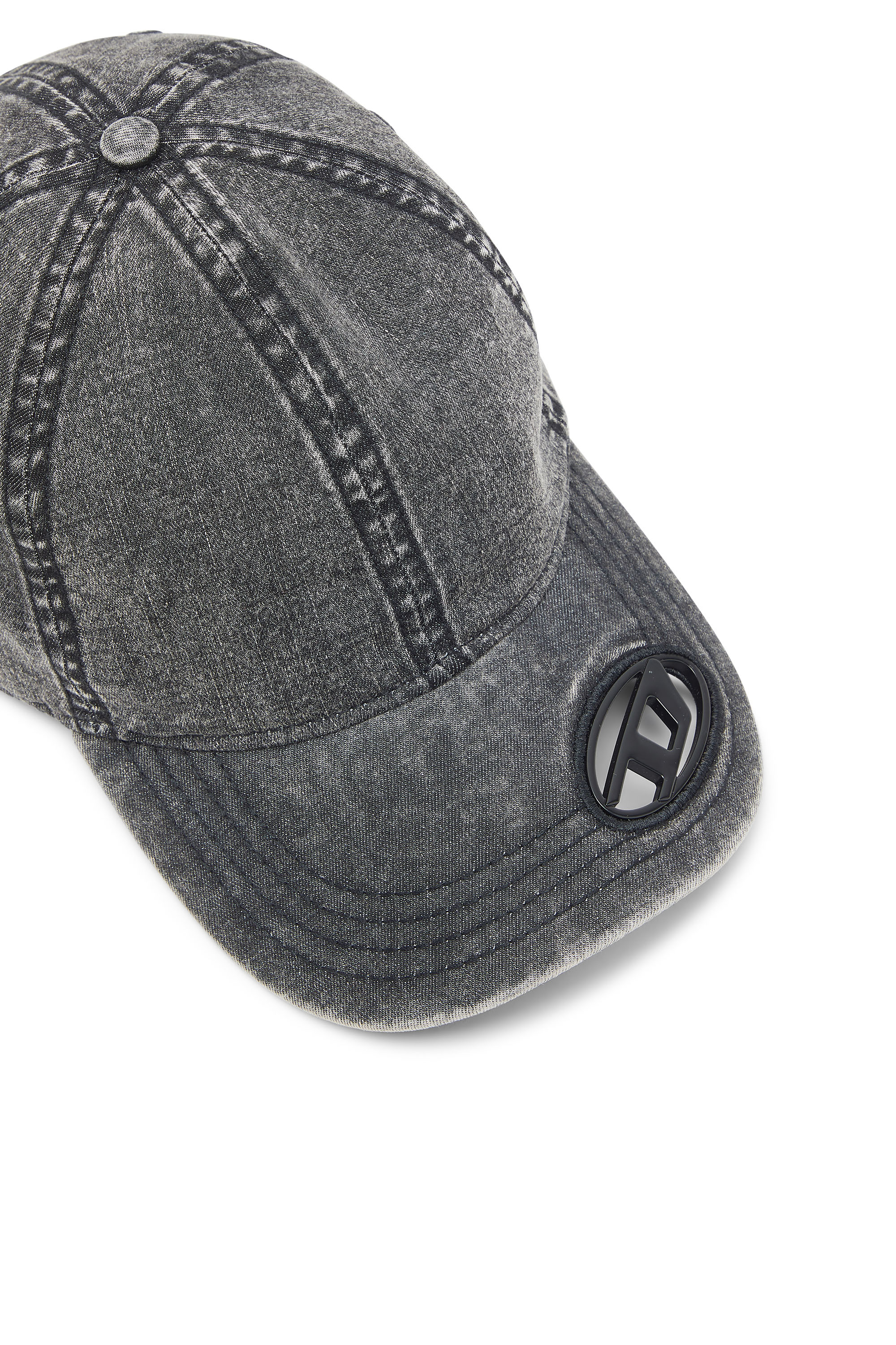 Diesel - C-AP-HOSHI, Man's Denim baseball cap with Oval D hardware in Black - 4