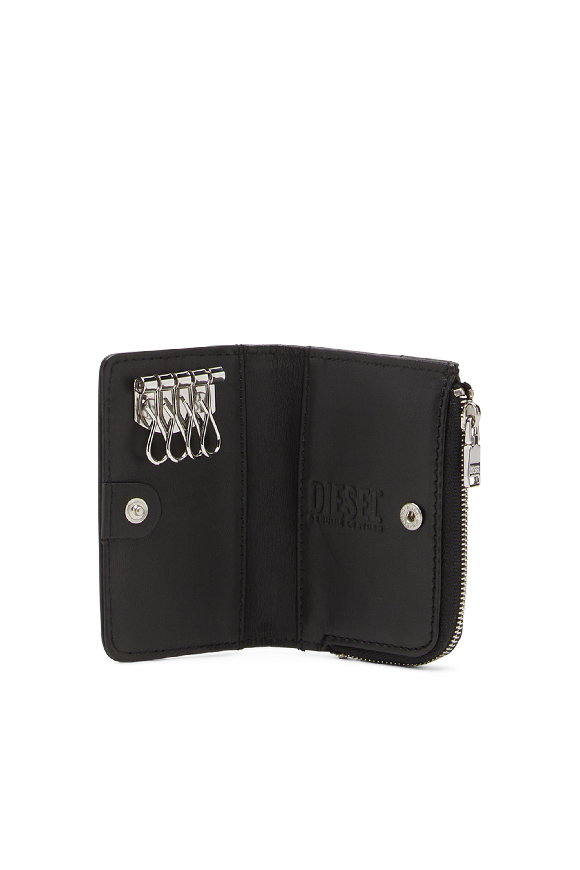 Diesel - L-ZIP KEY, Man's Key case in grained leather in Black - 3