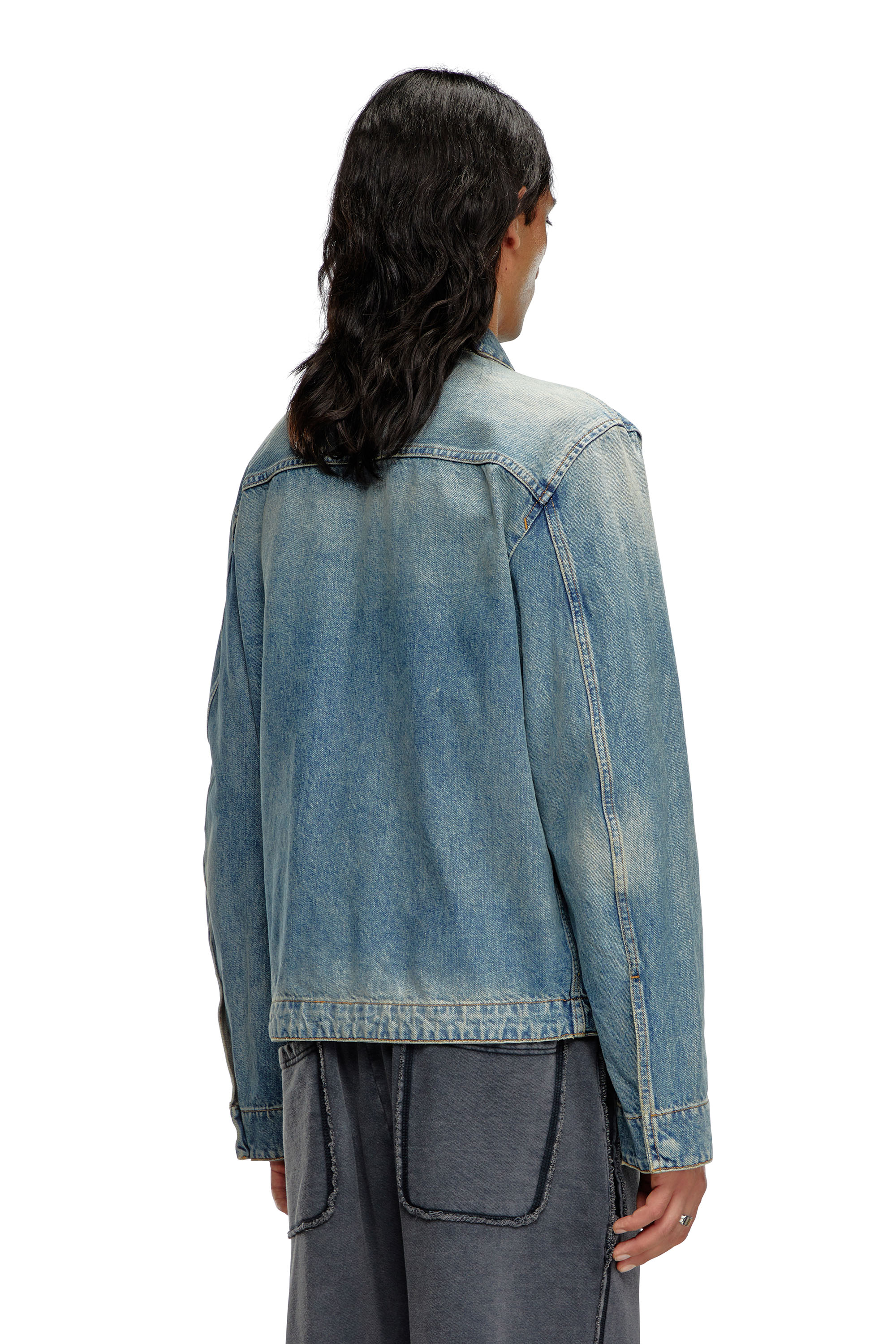 Diesel - D-ROHE, Man's Denim blouson jacket in Light Blue - 4