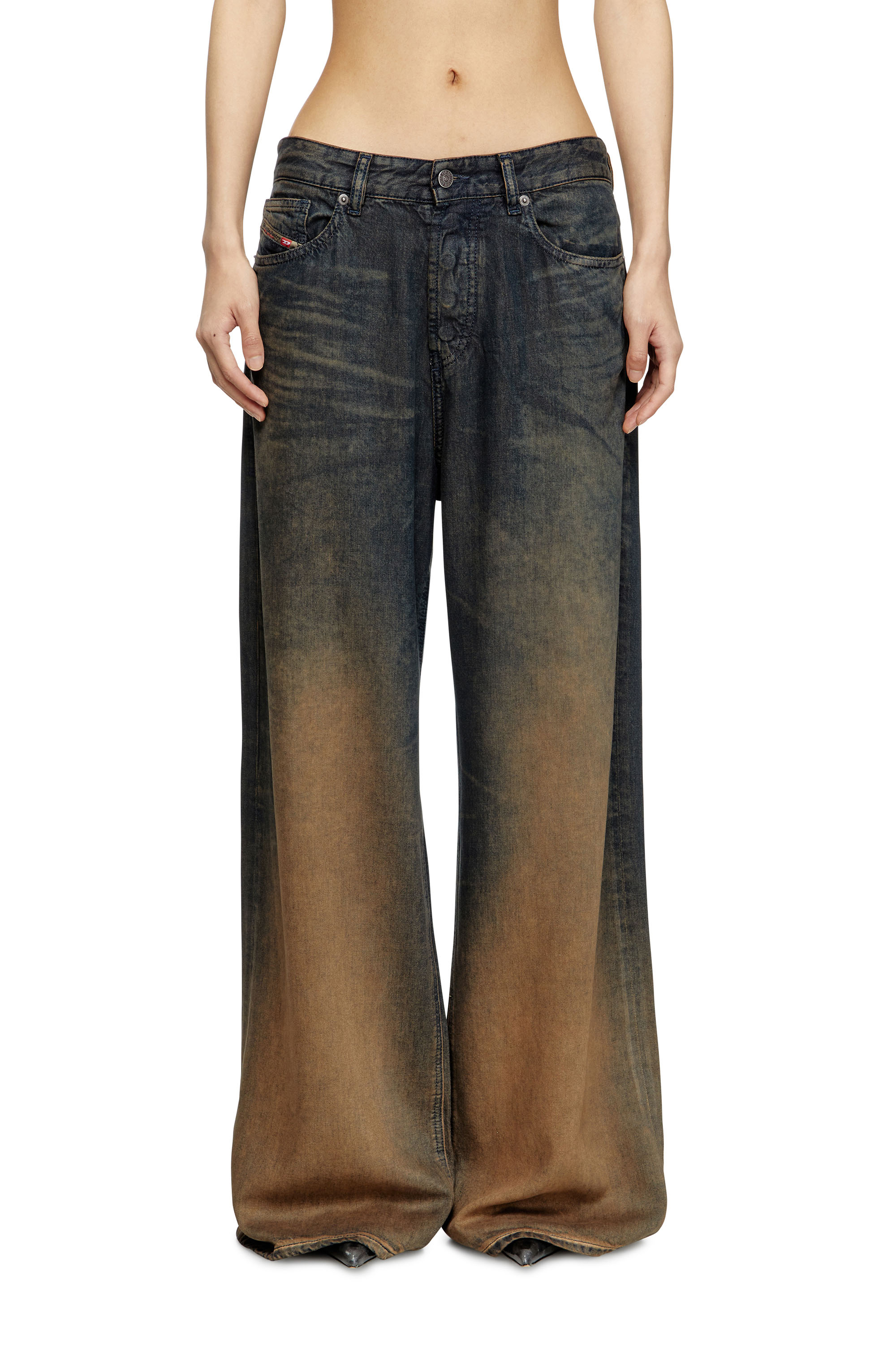 Diesel - Woman's Relaxed Jeans 1996 D-Sire 068TF, Blue/Brown - 2