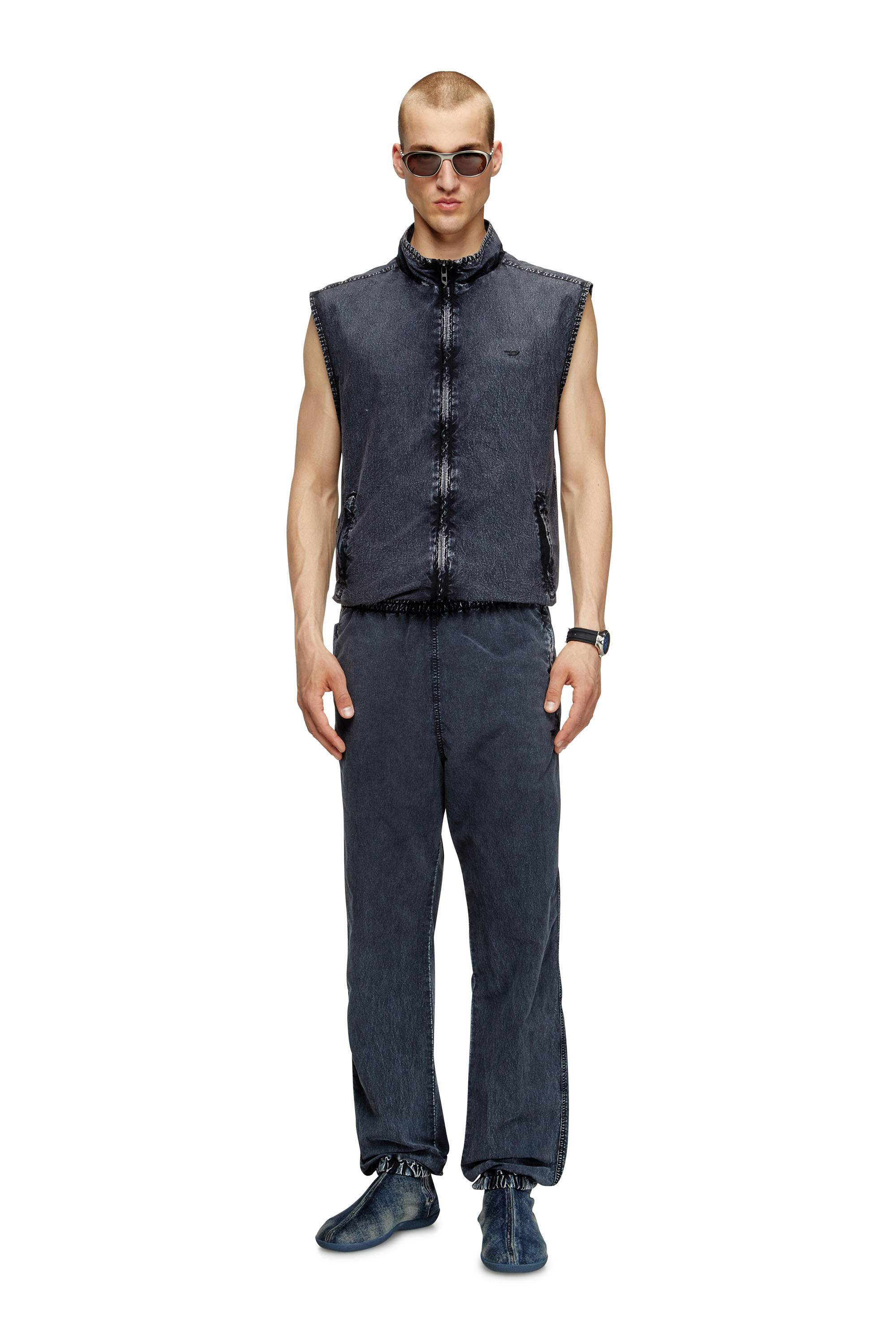 Diesel - J-ERB, Man's Vest in recycled nylon taslan in Black - 2