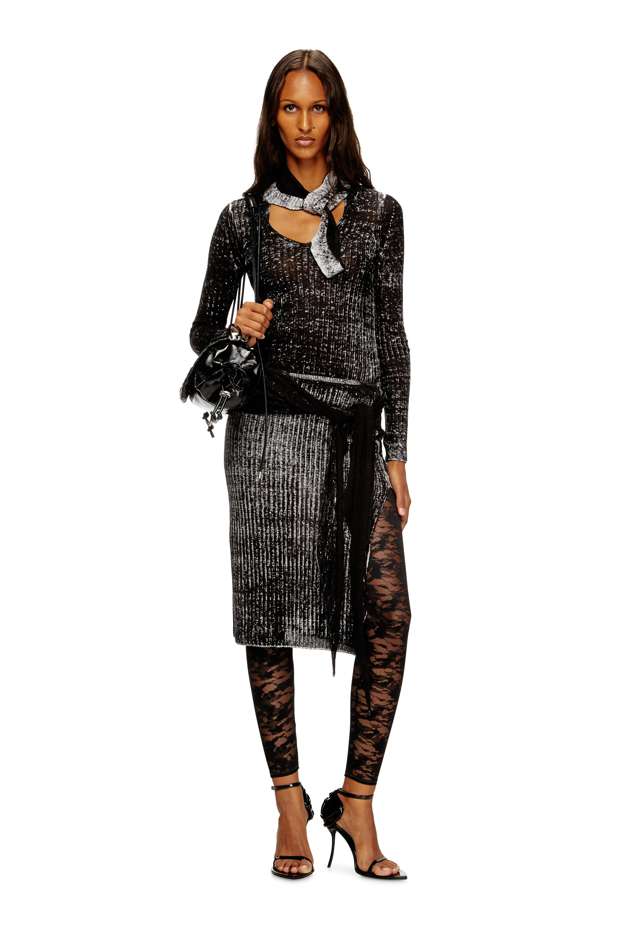 Diesel - CLAIRE-UTLT, Woman's Camo lace leggings in Black - 4