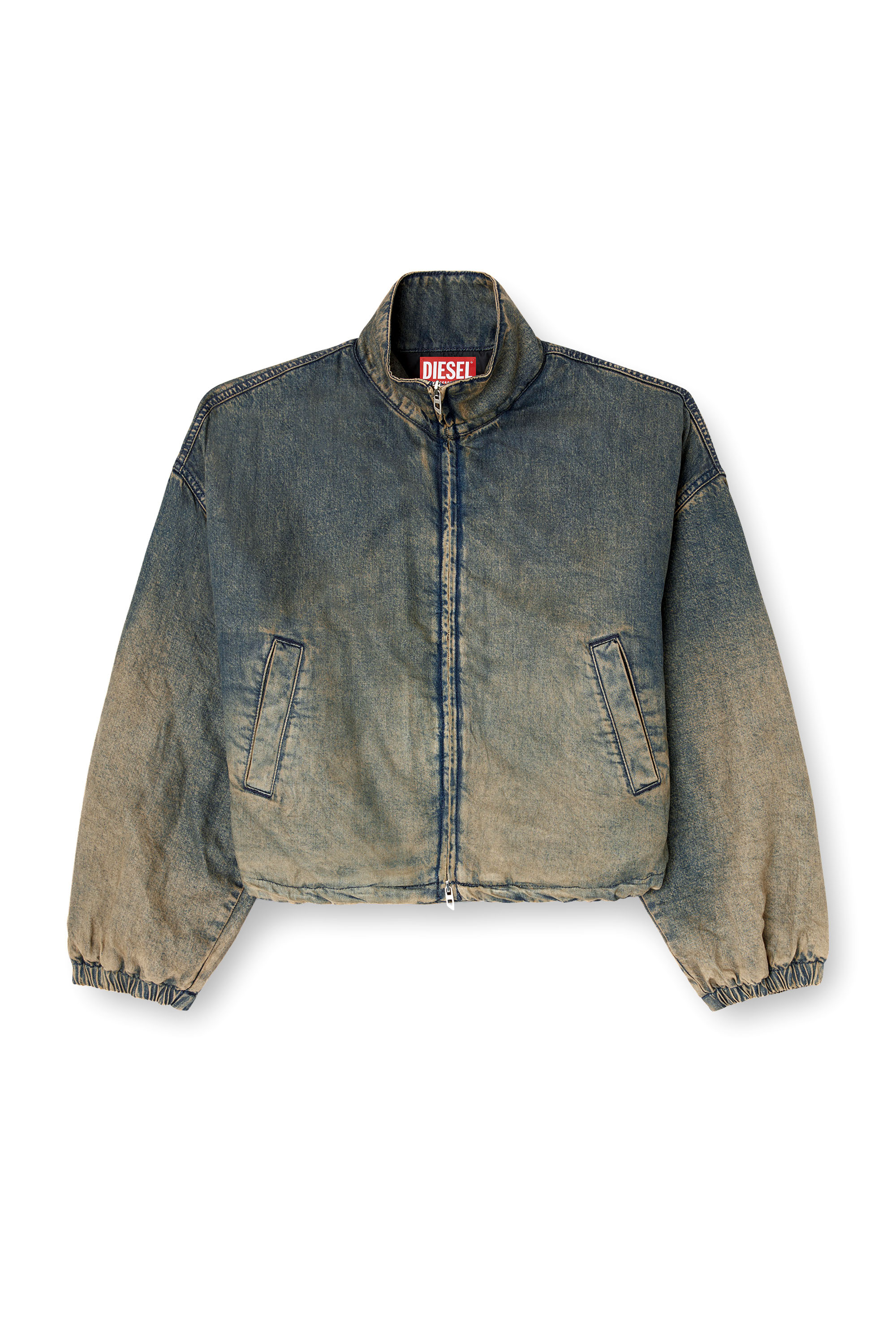 Diesel - DE-FLOWER-S, Woman's Zipped jacket in fluid shaded denim in Medium blue - 4