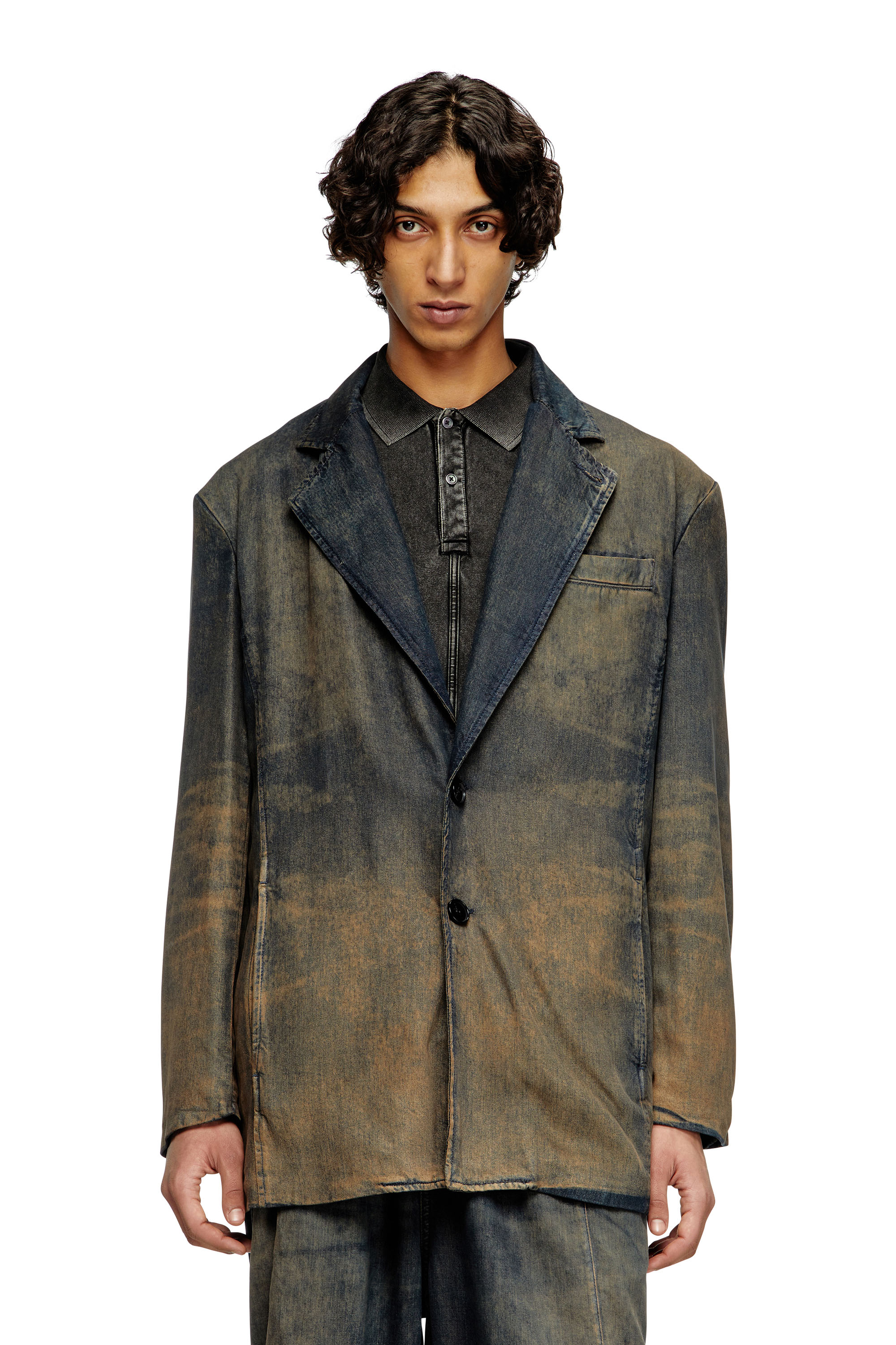 Diesel - D-REG-S, Unisex's Blazer in fluid shaded denim in Dark Blue - 2