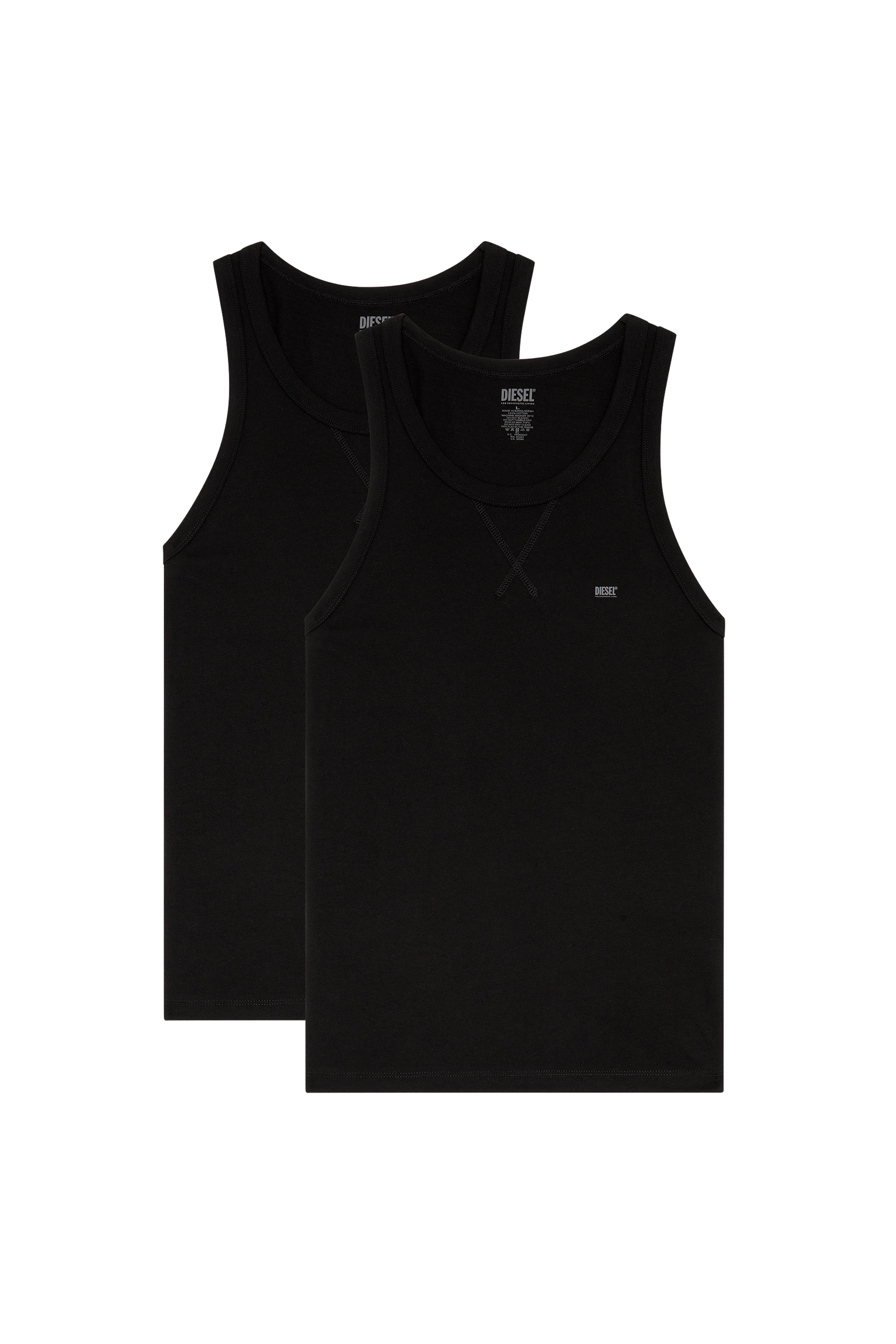 Diesel - UMTK-WALTYTWOPACK, Man's Two-pack of cotton tank tops in Black - 1