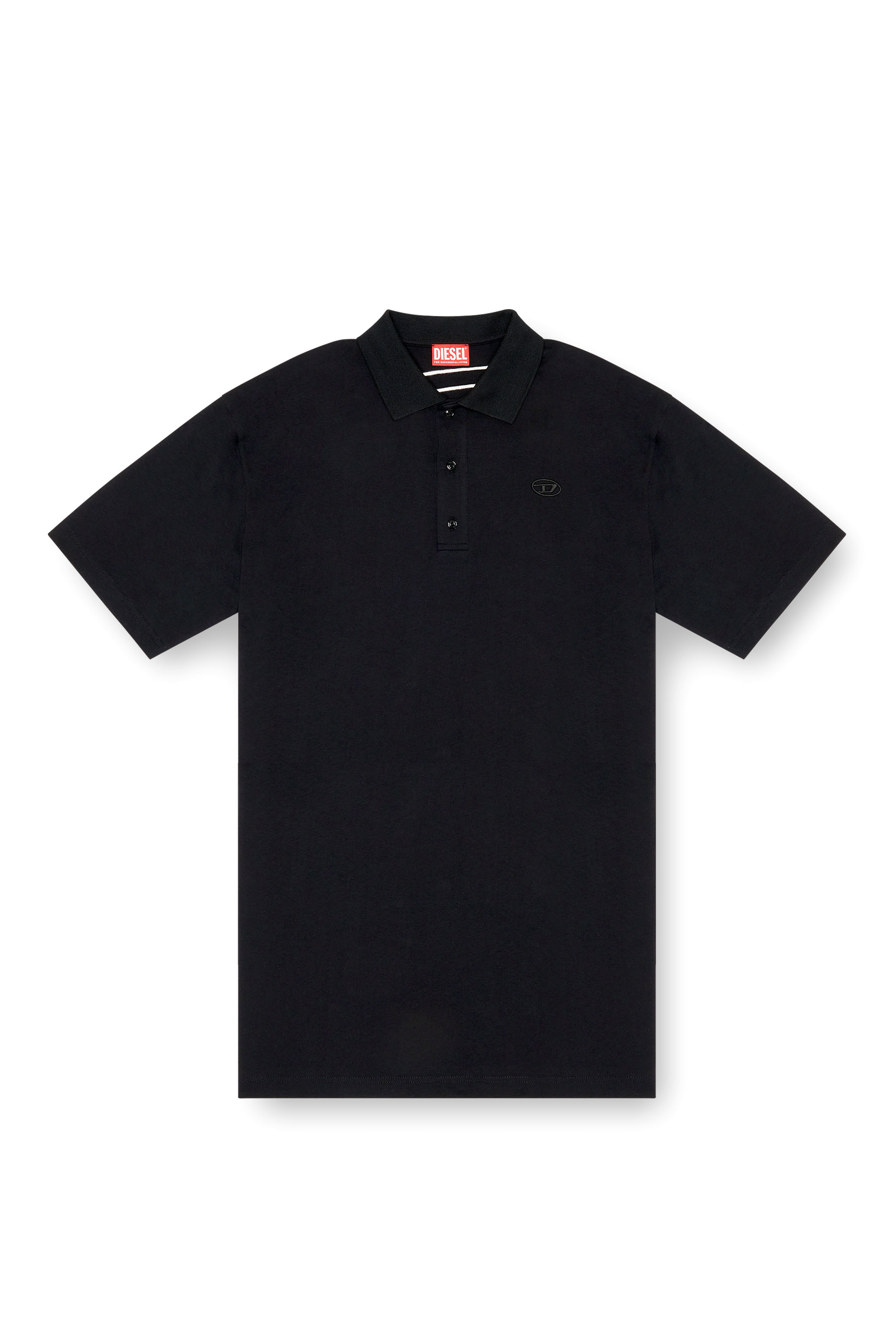 Diesel - T-VORT-MEGOVAL-D, Man's Polo shirt with maxi oval D embroidery in Black - 3
