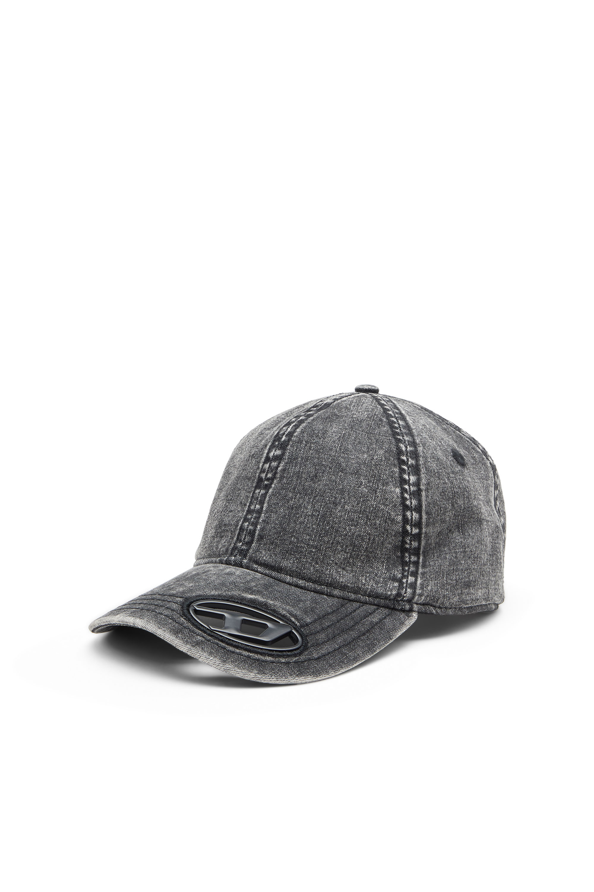 Diesel - C-AP-HOSHI, Man's Denim baseball cap with Oval D hardware in Black - 1