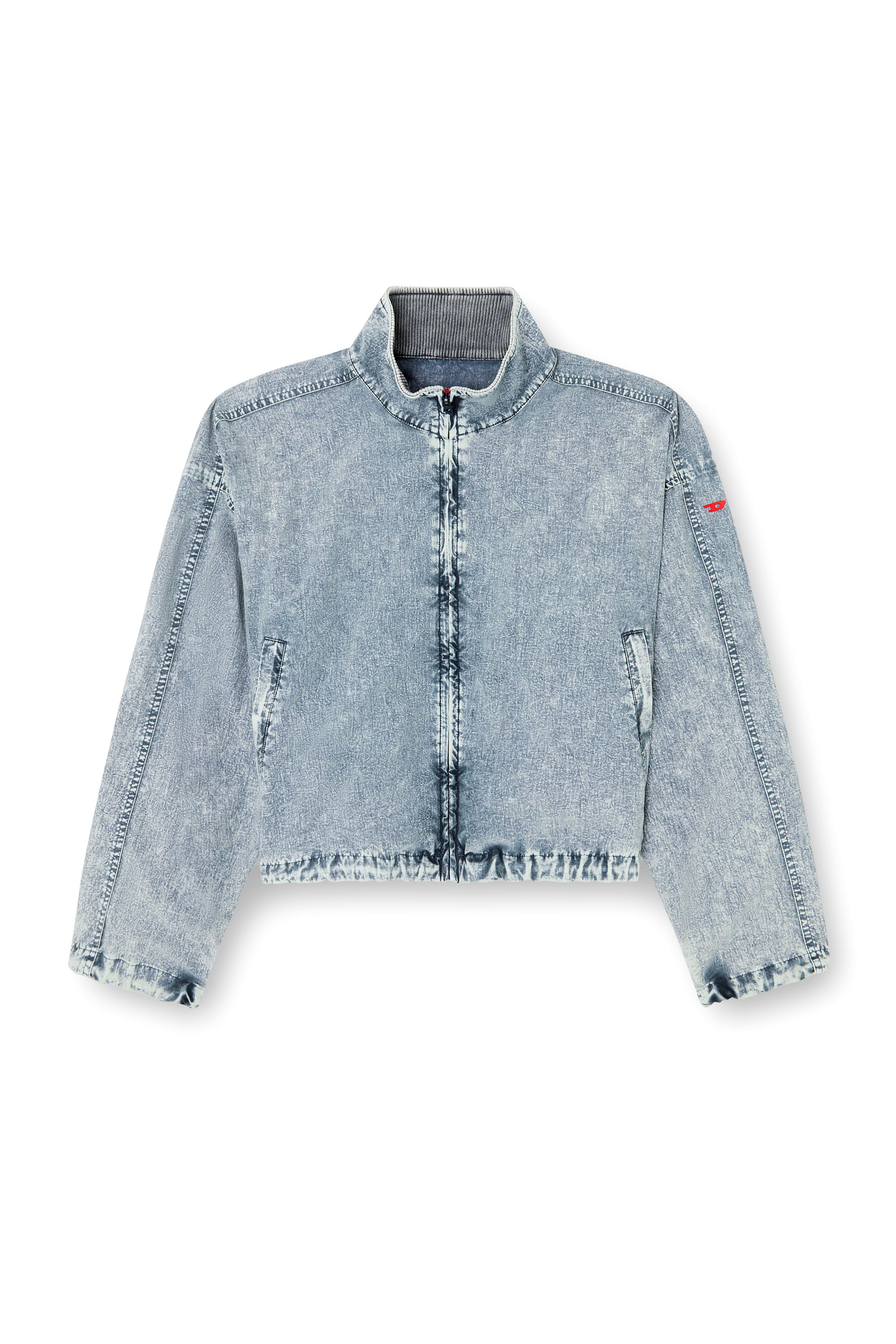 Diesel - G-LEAM-R1, Woman's Cropped jacket in recycled nylon taslan in Light Blue - 3